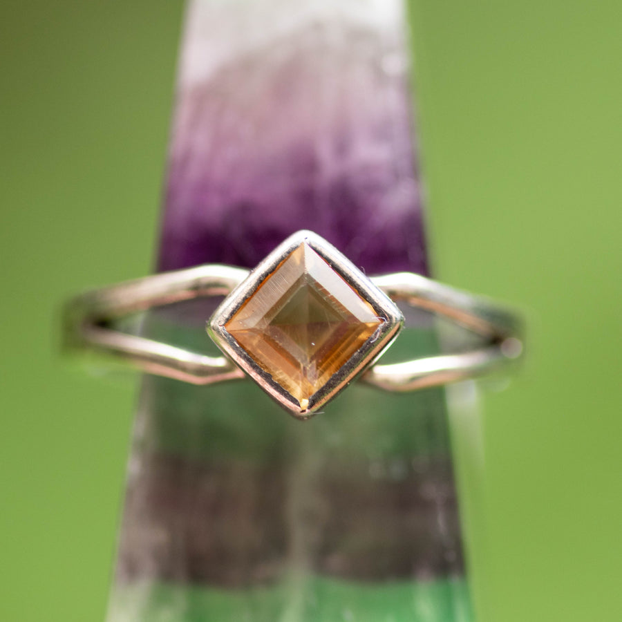 Princess Cut Citrine Ring