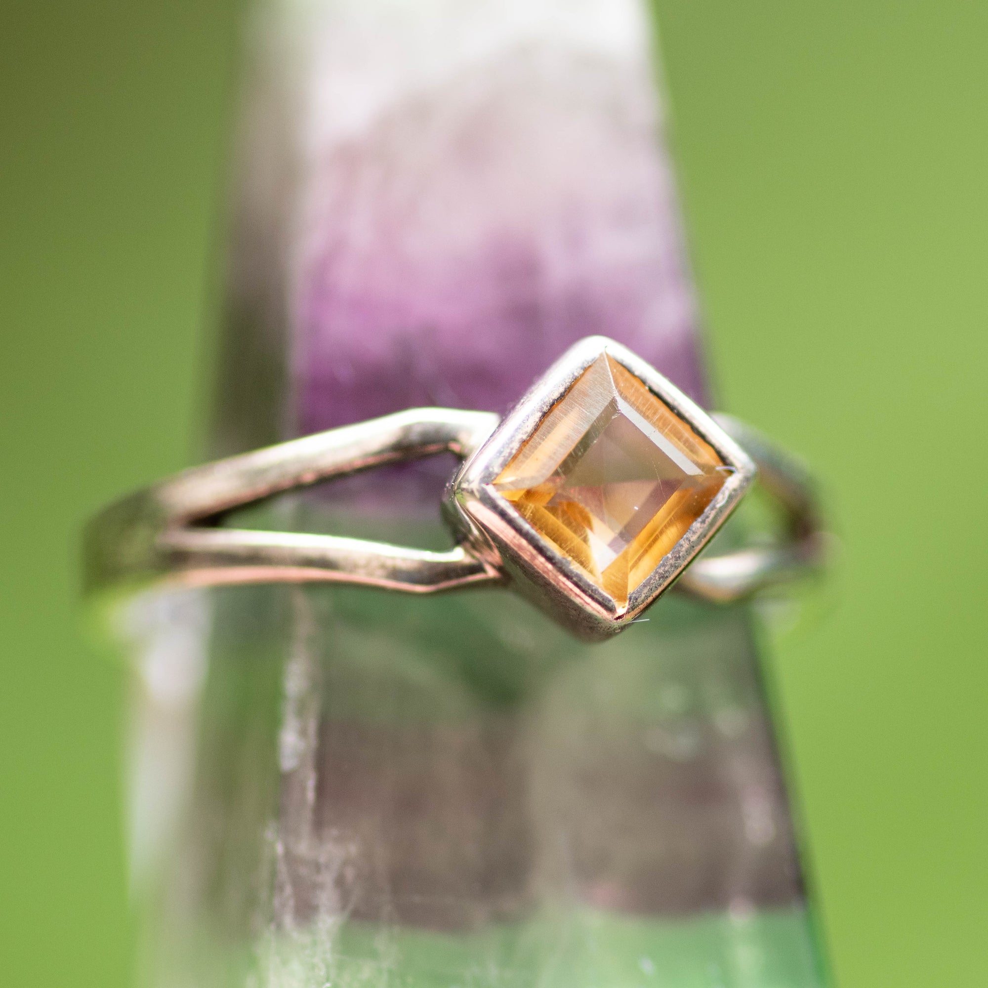 Princess Cut Citrine Ring