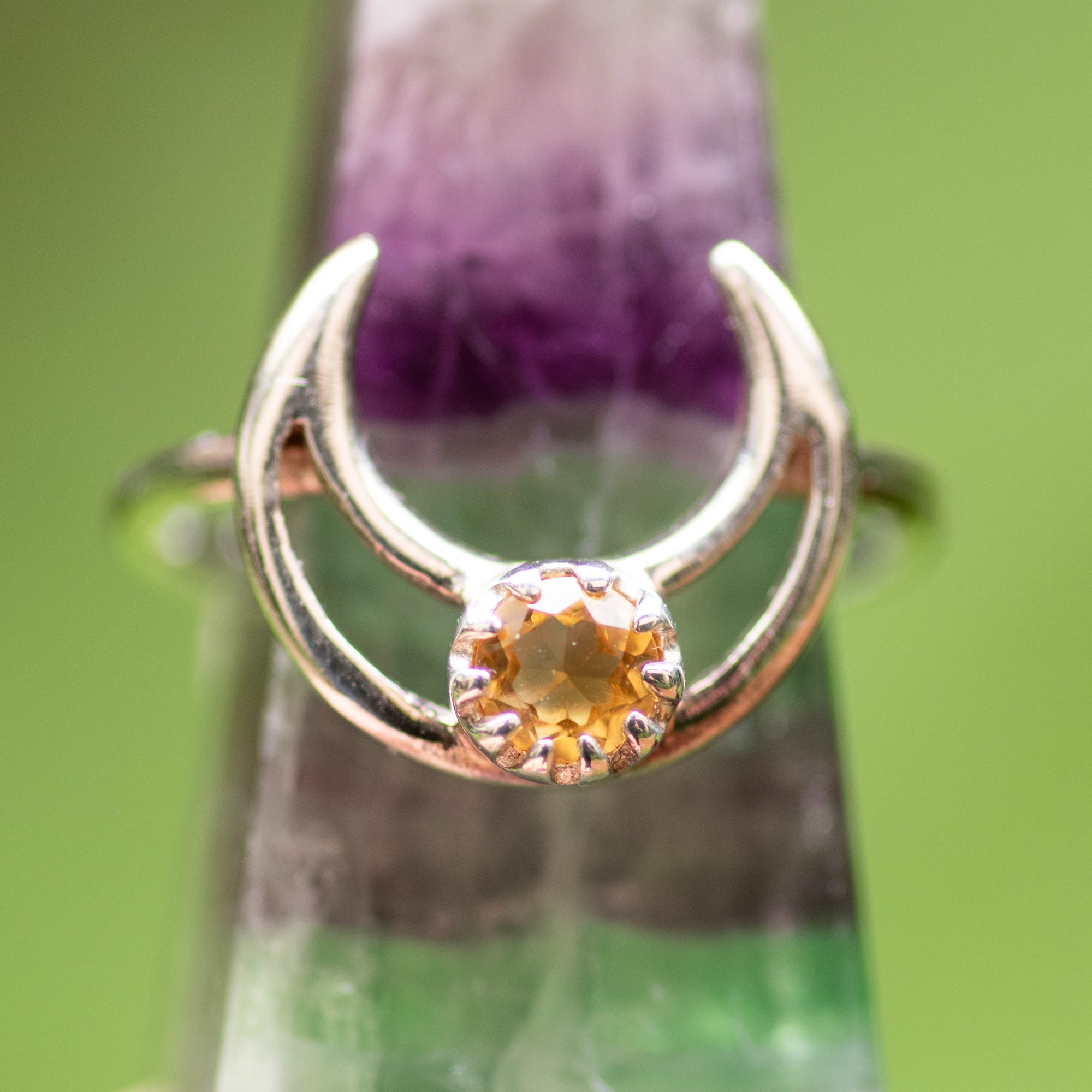 Citrine Crescent Moon Ring