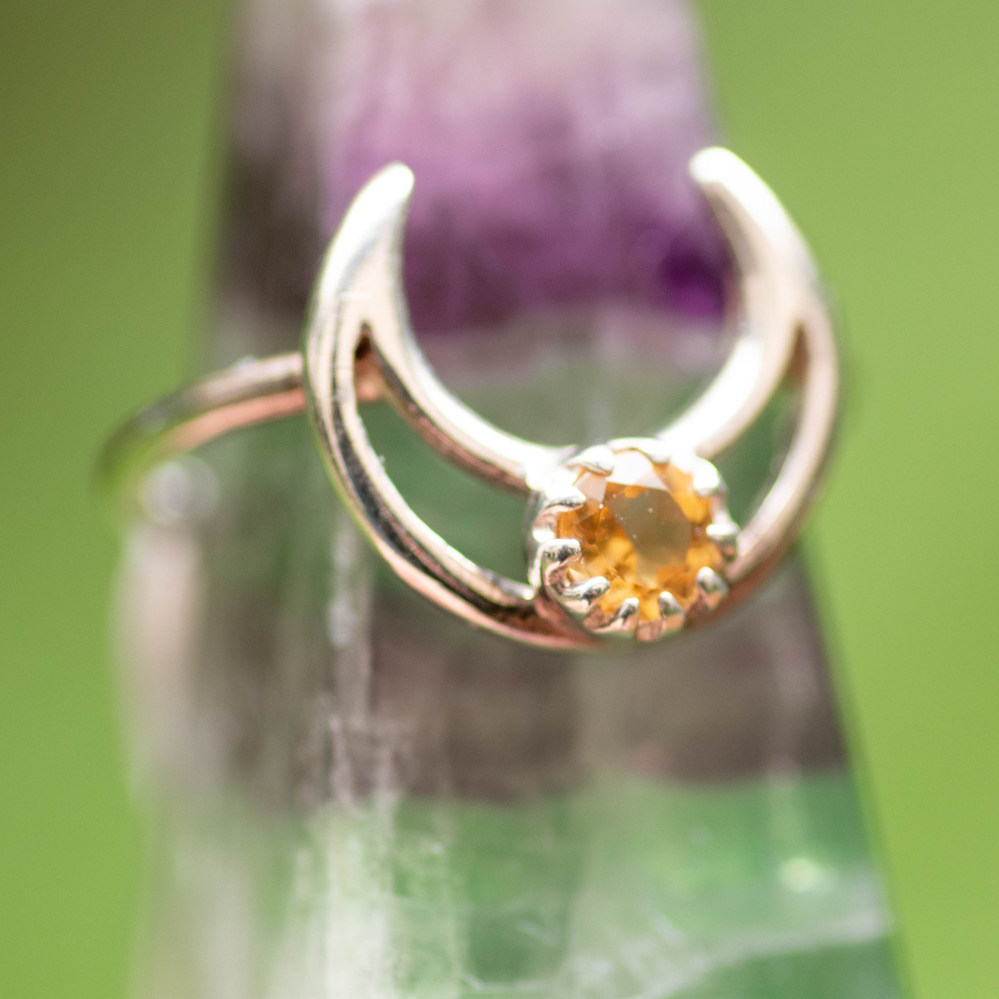 Citrine Crescent Moon Ring