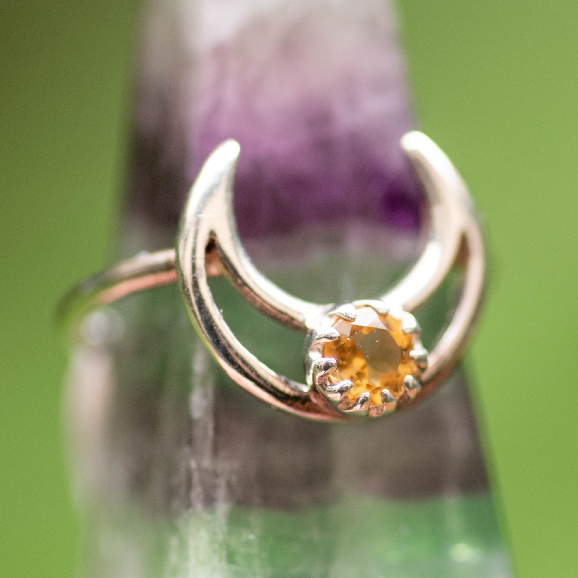 Citrine Crescent Moon Ring