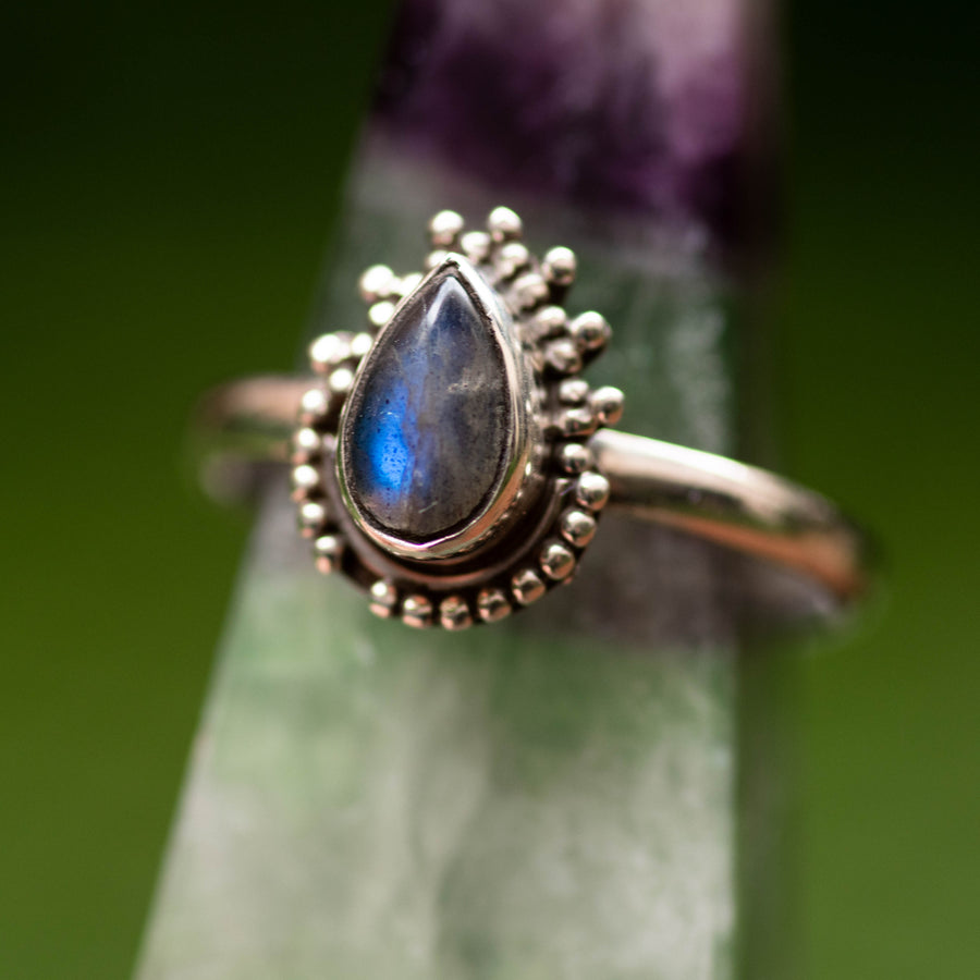 Labradorite Sunrise Teardrop Ring