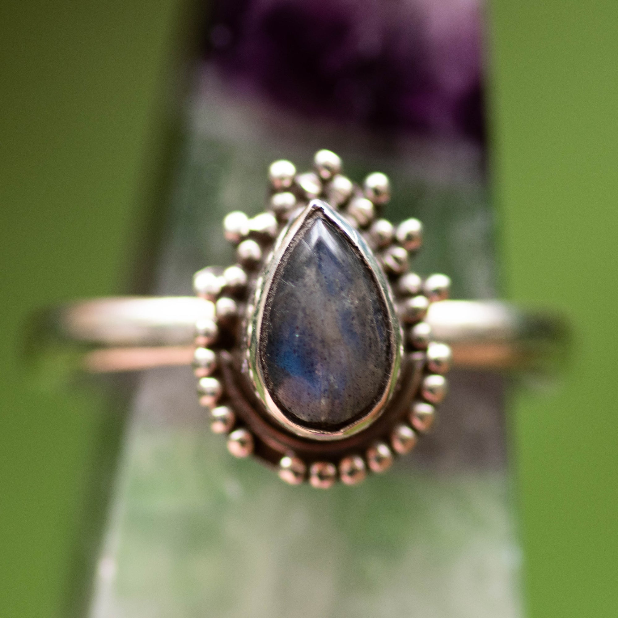Labradorite Sunrise Teardrop Ring