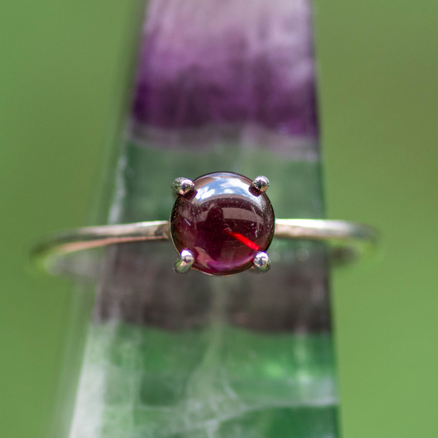 Mini Prong-Set Garnet Ring
