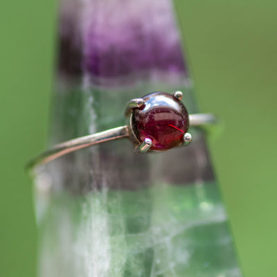 Mini Prong-Set Garnet Ring