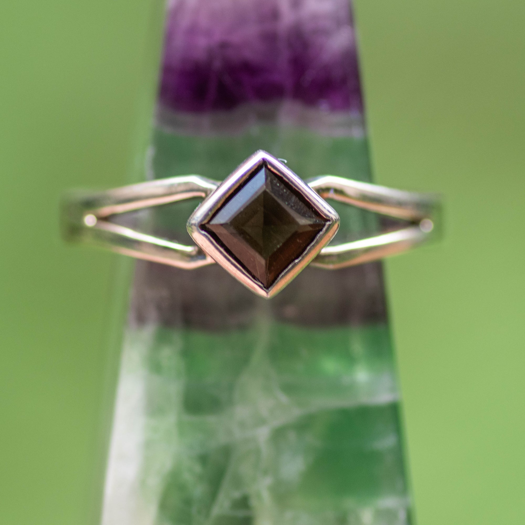 Princess Cut Smoky Quartz Ring