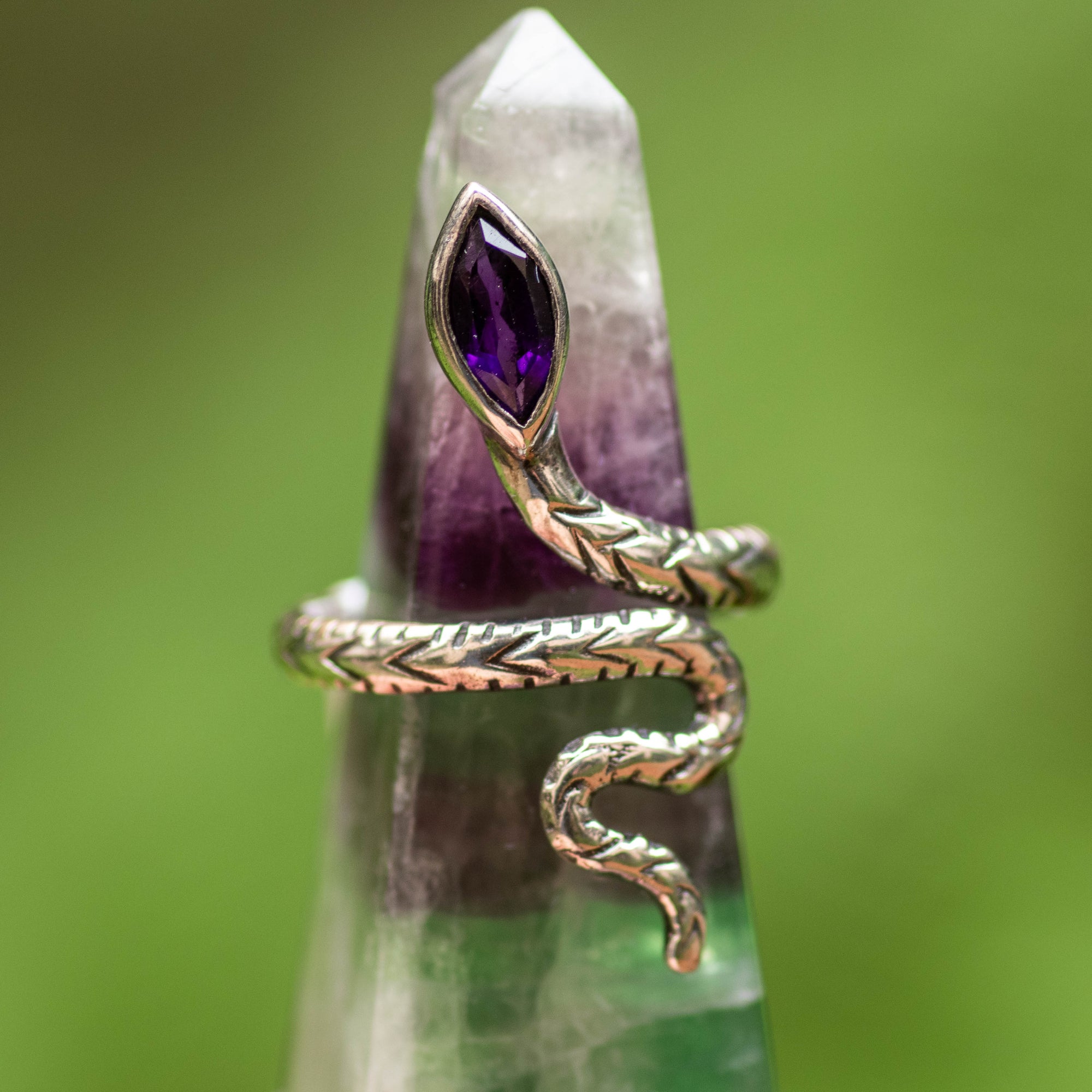 Amethyst Snake Ring