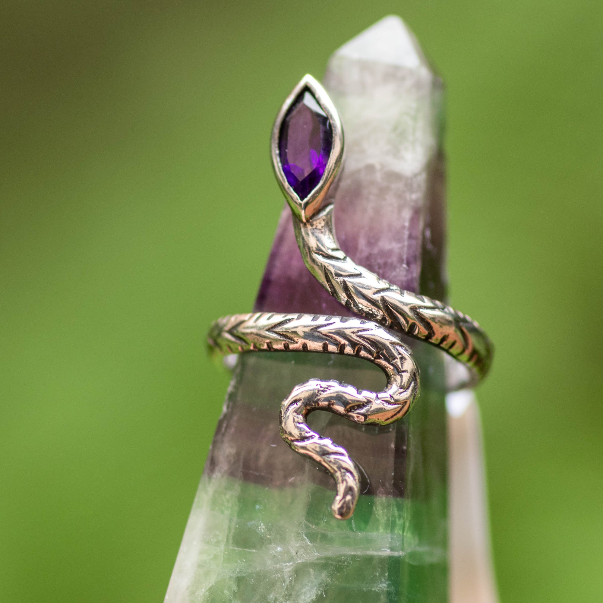 Amethyst Snake Ring