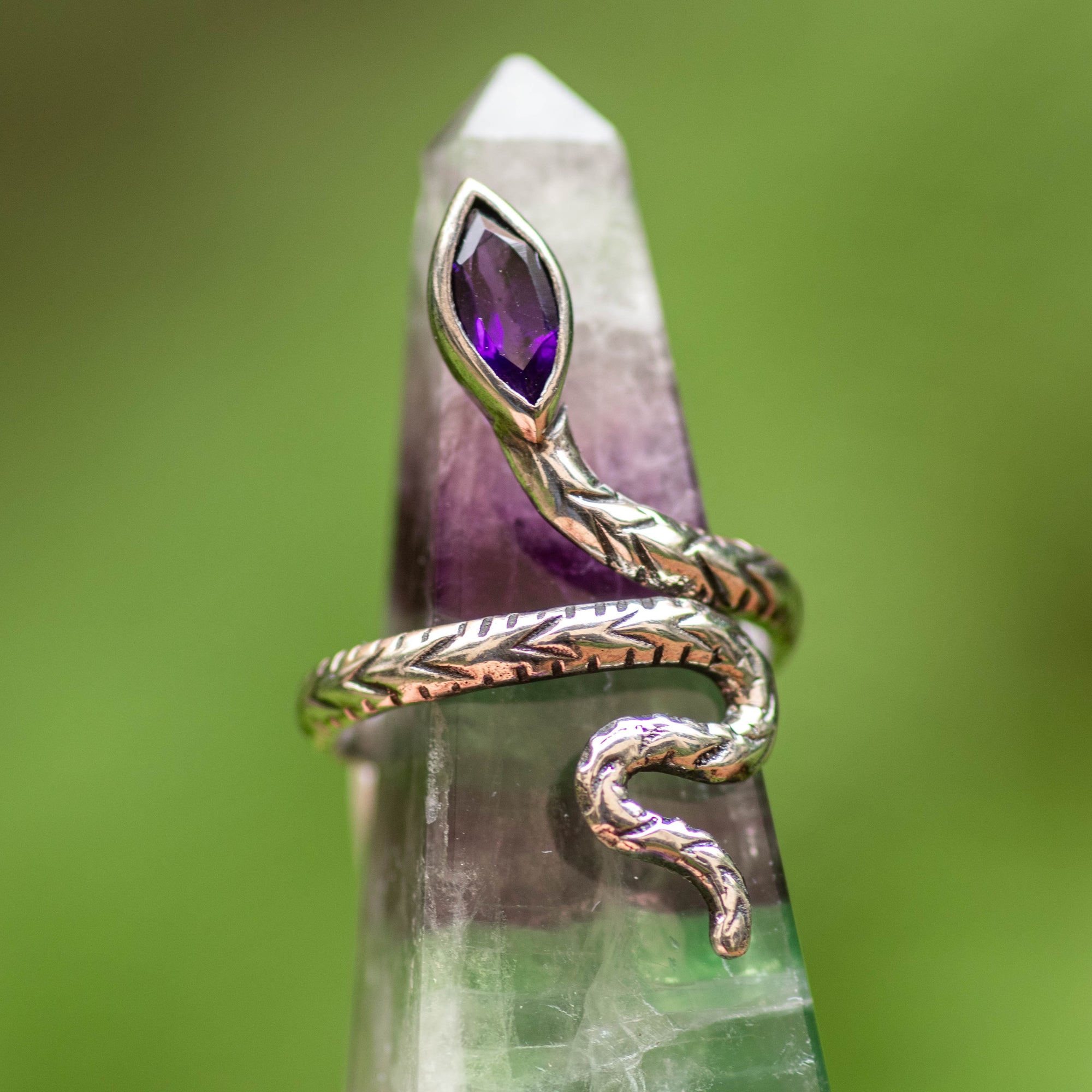 Amethyst Snake Ring