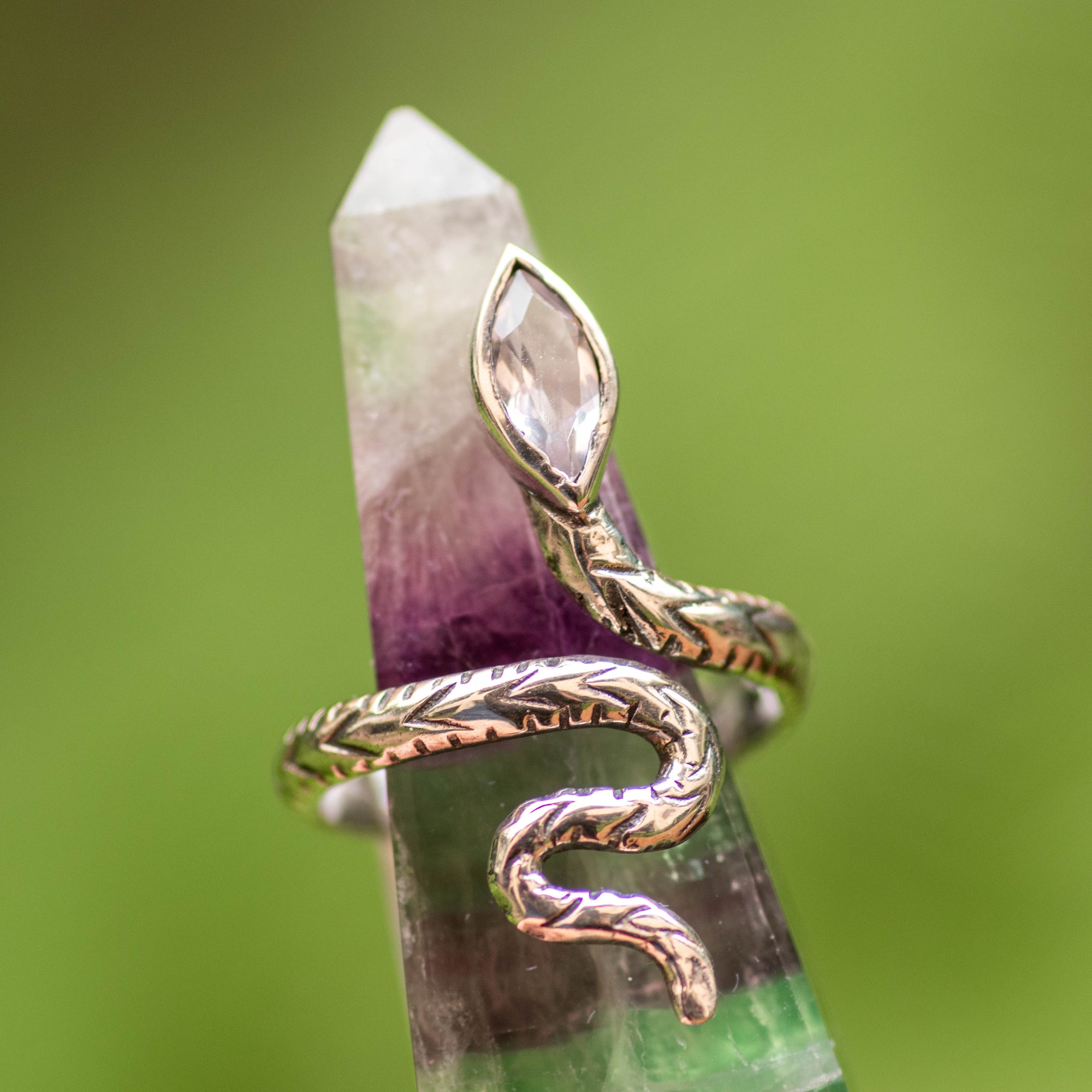 Rose Quartz Snake Ring