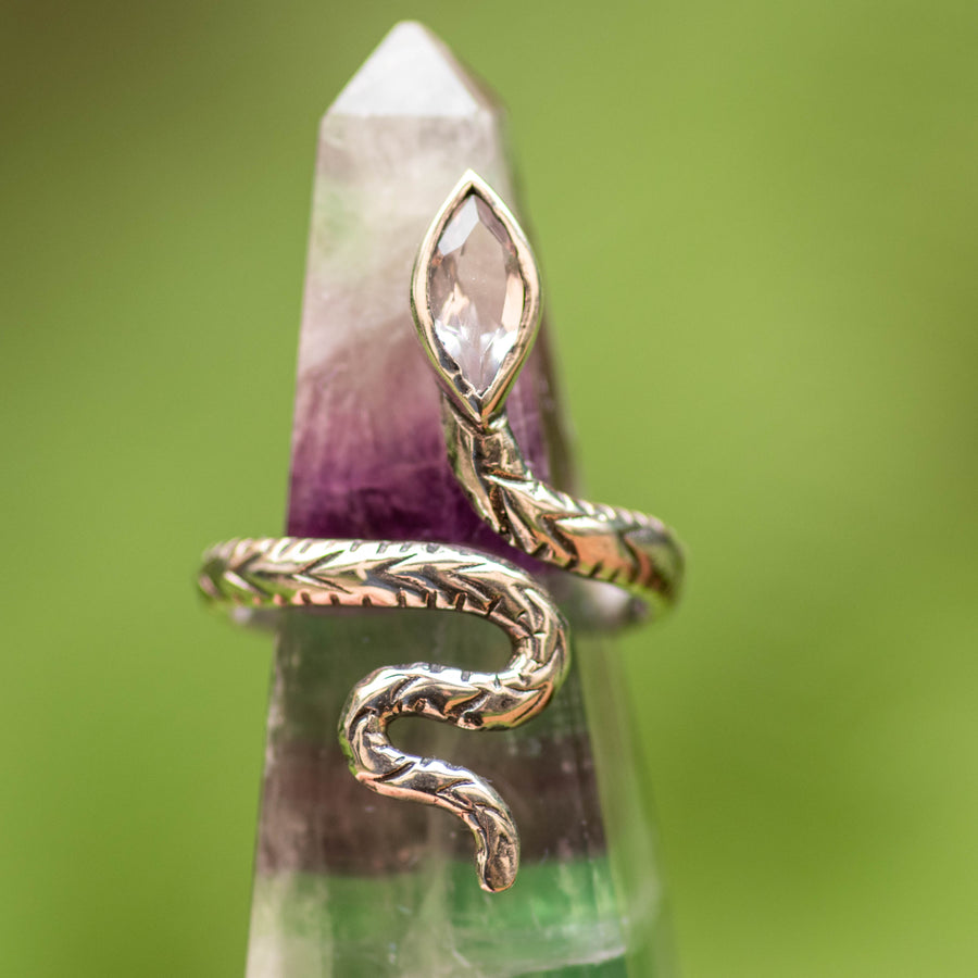 Rose Quartz Snake Ring