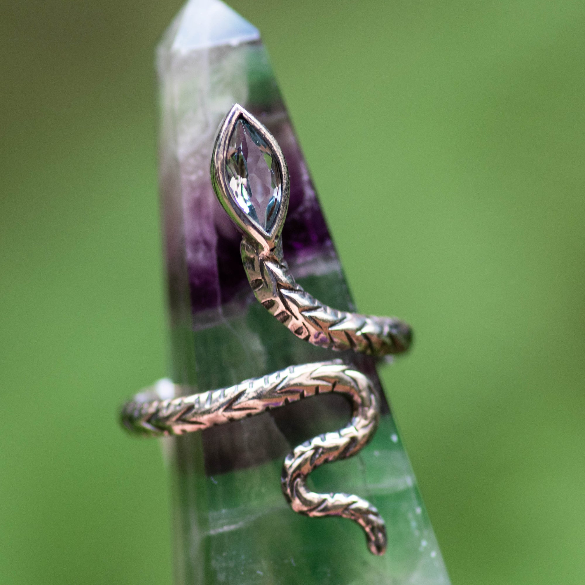 Blue Topaz Snake Ring