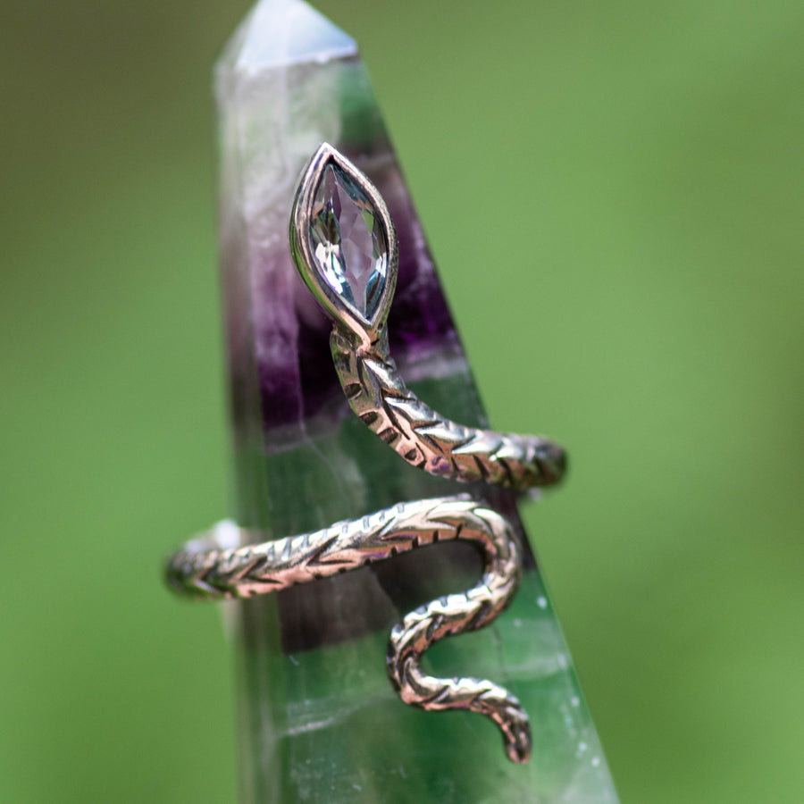 Blue Topaz Snake Ring