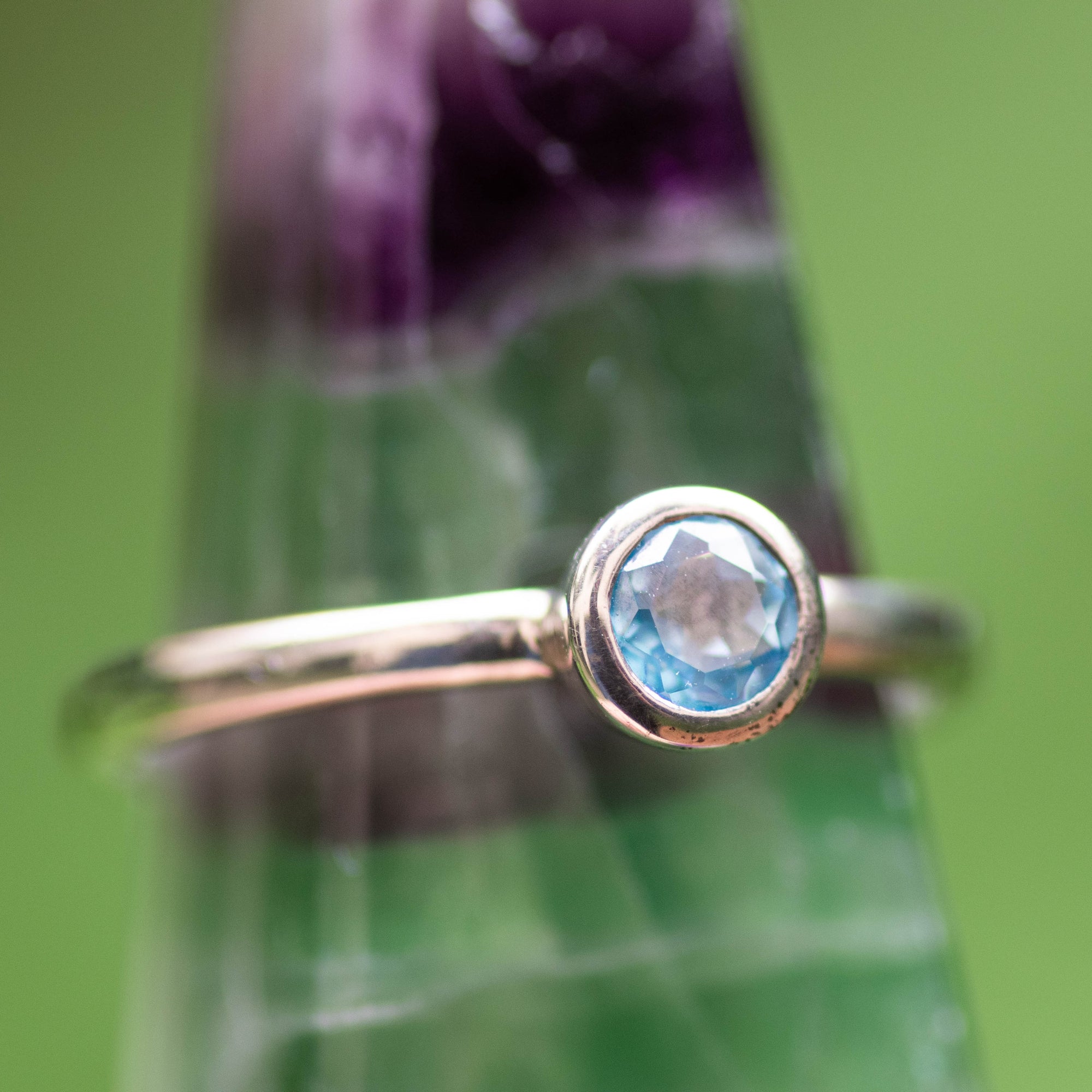 Bezel Set Blue Topaz Ring