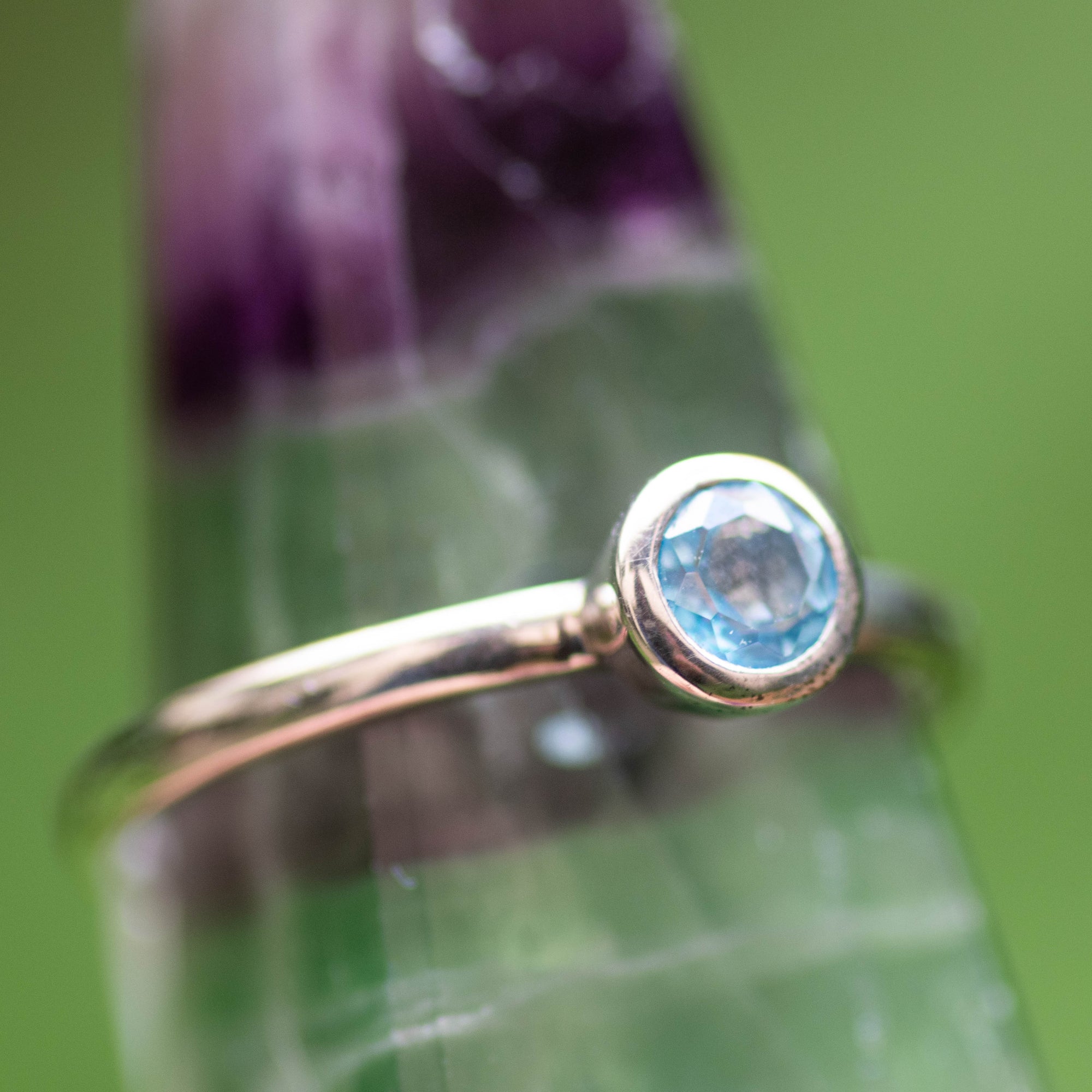 Bezel Set Blue Topaz Ring