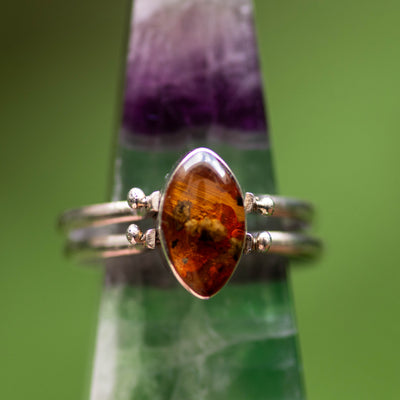 Larimar and Amber Reversible Ring
