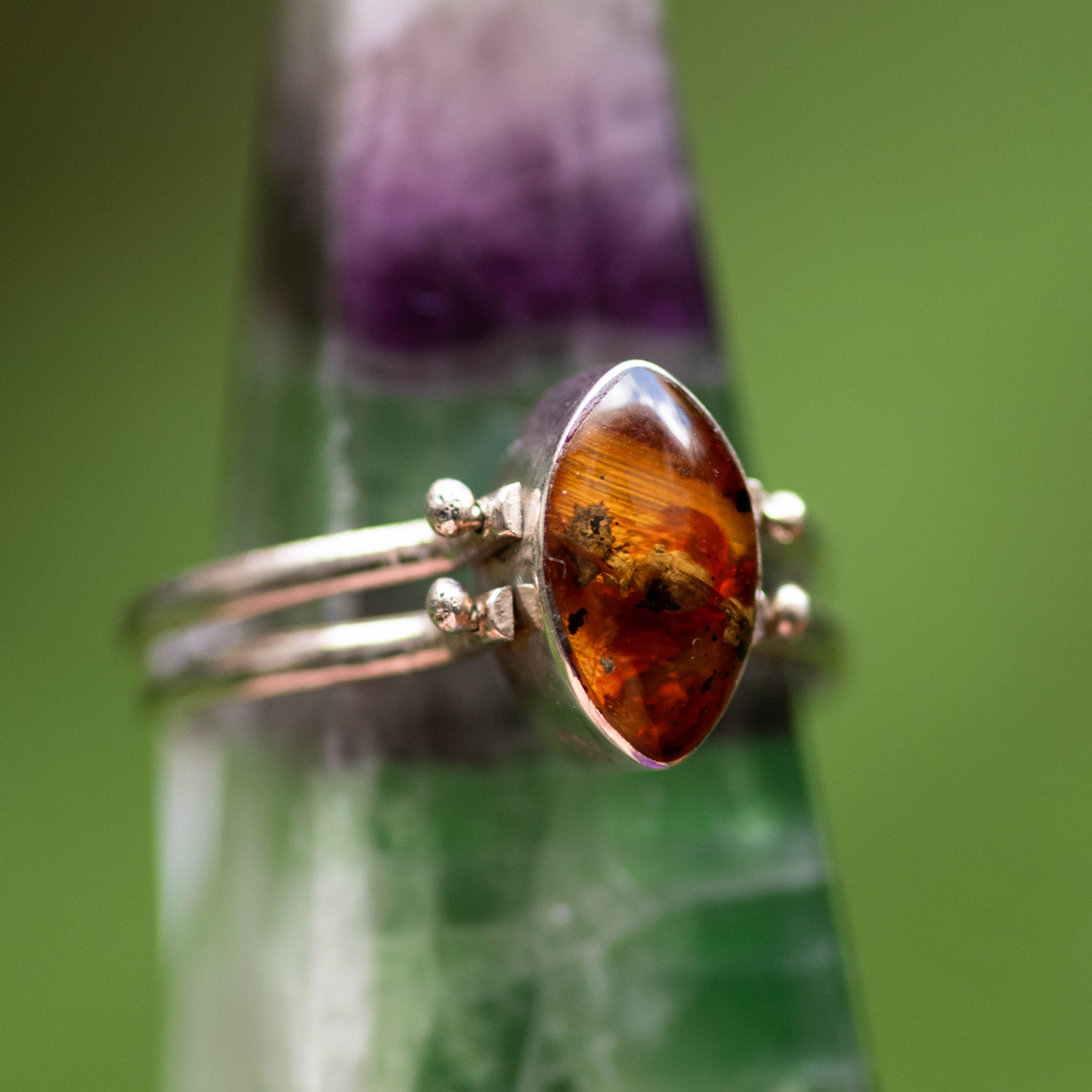 Larimar and Amber Reversible Ring