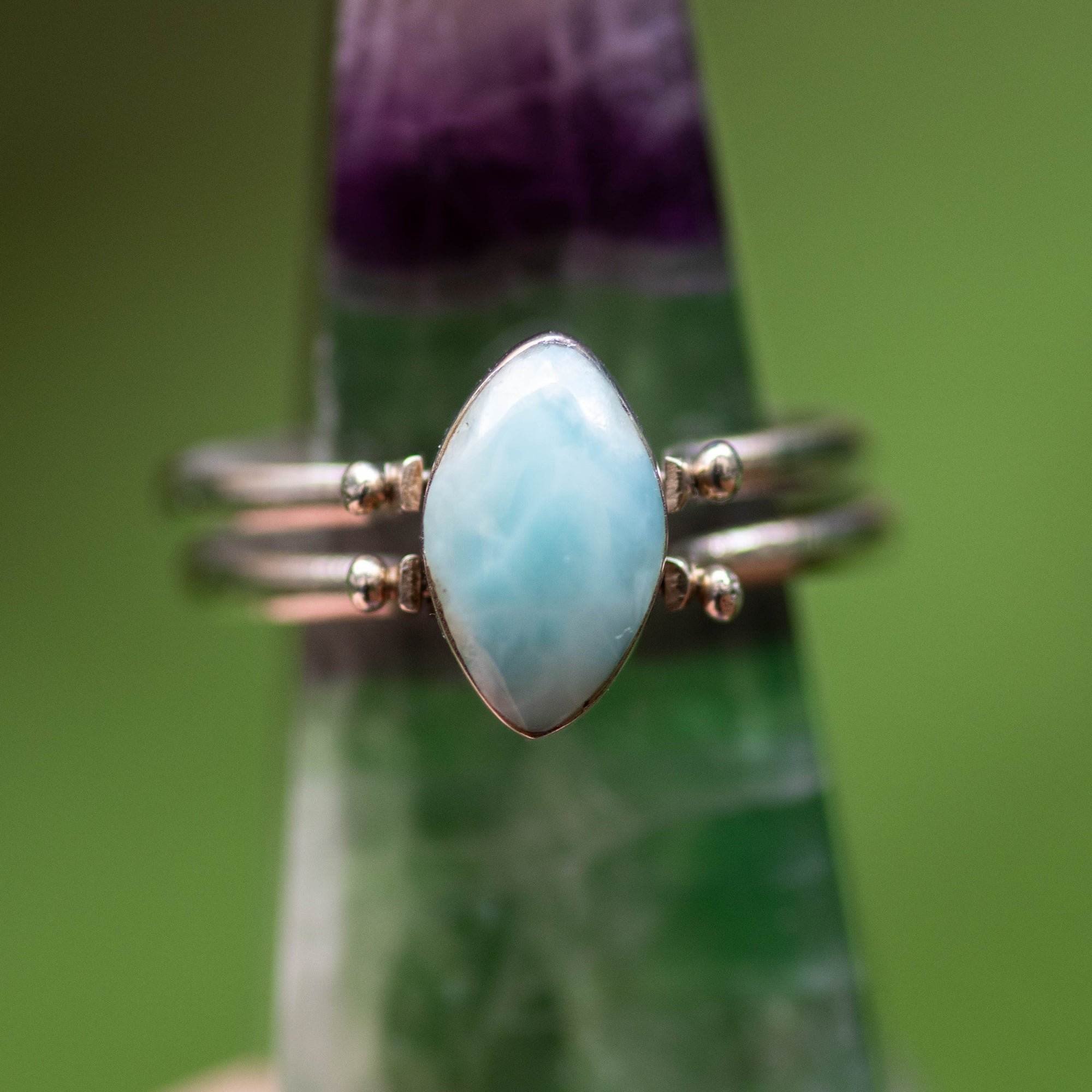 Larimar and Amber Reversible Ring