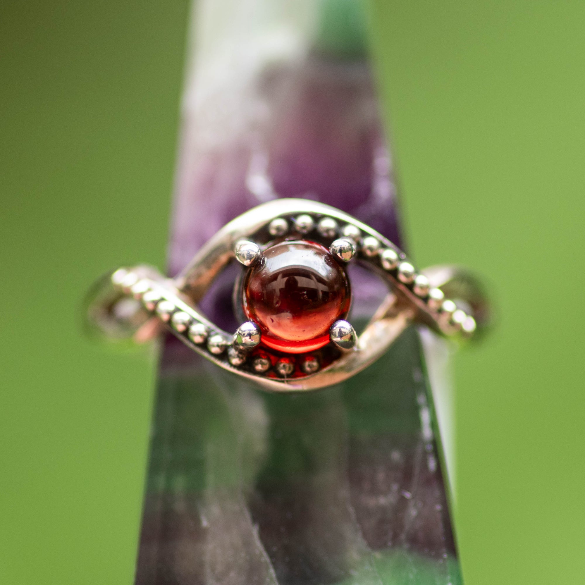 Twisted Garnet Ring