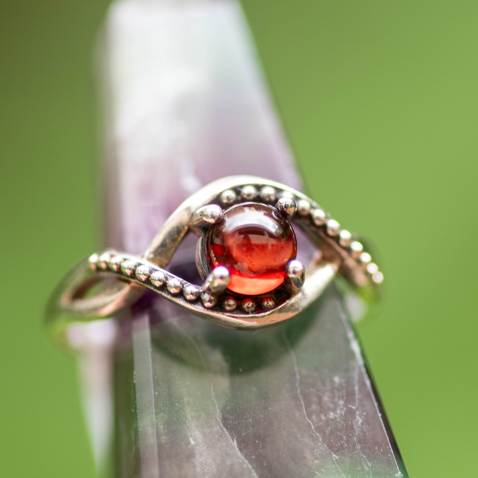 Twisted Garnet Ring