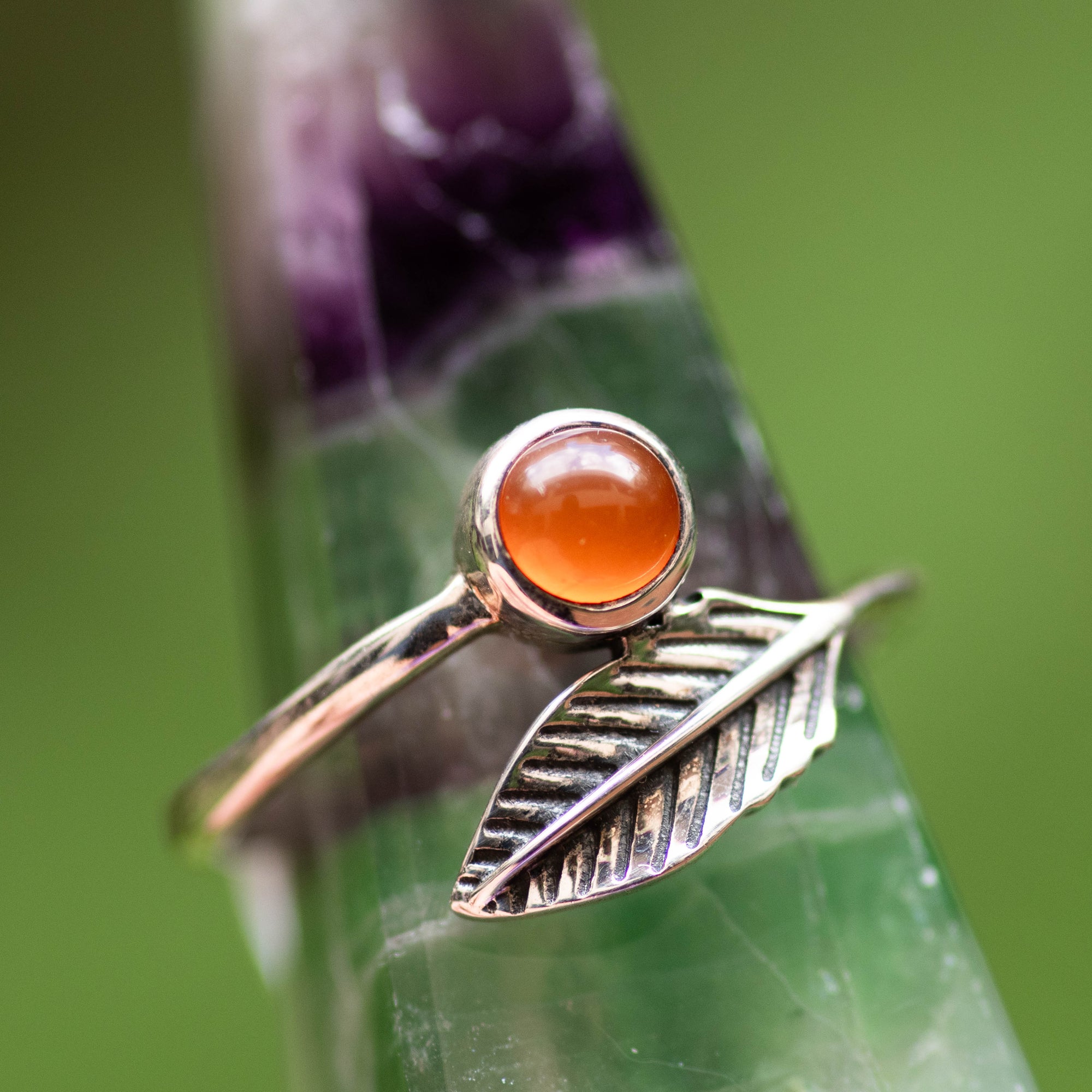 Carnelian Feather Ring