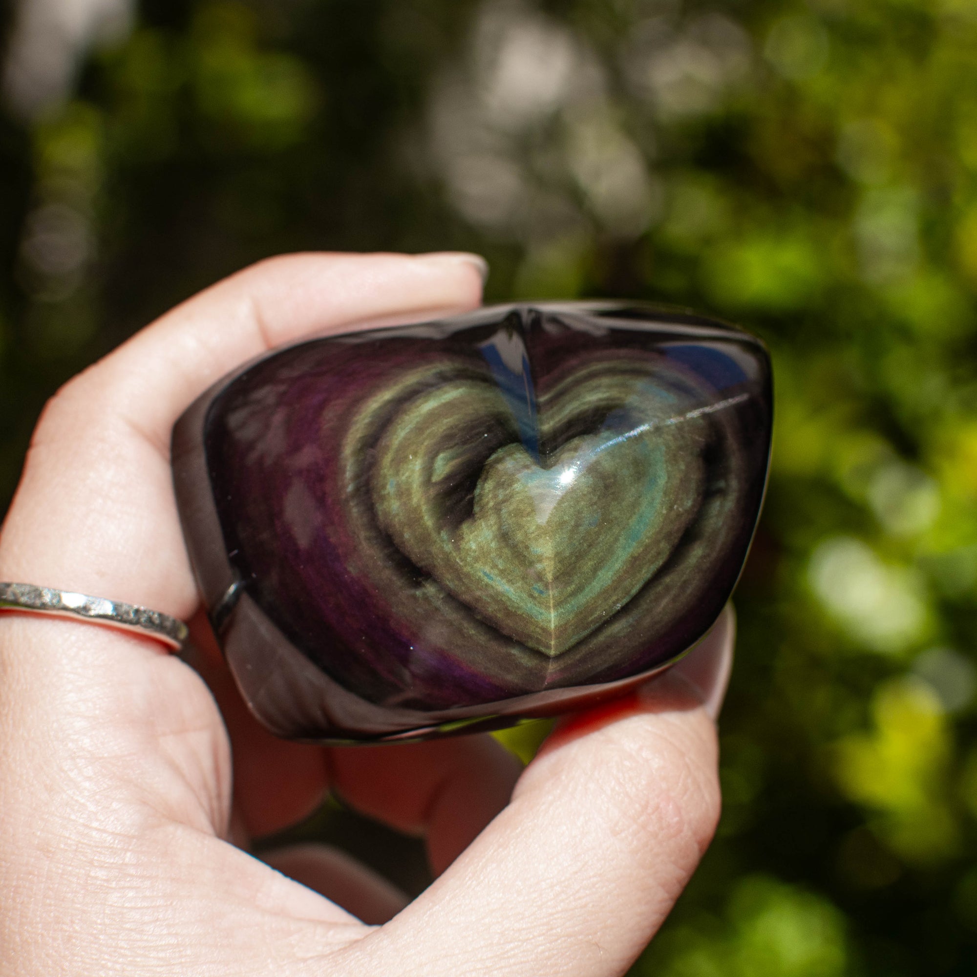 Rainbow Obsidian Hearts (Multiple Available)
