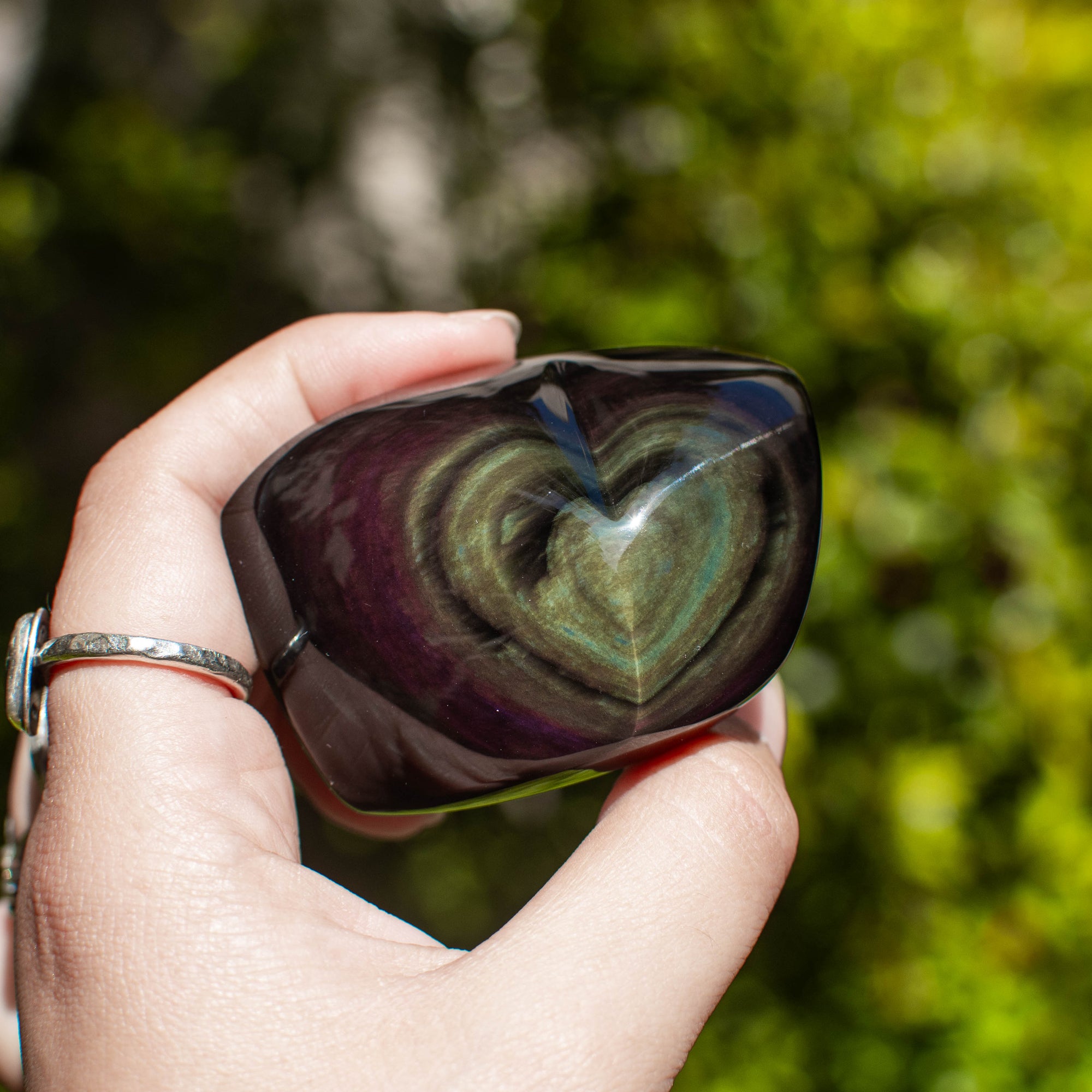 Rainbow Obsidian Hearts (Multiple Available)