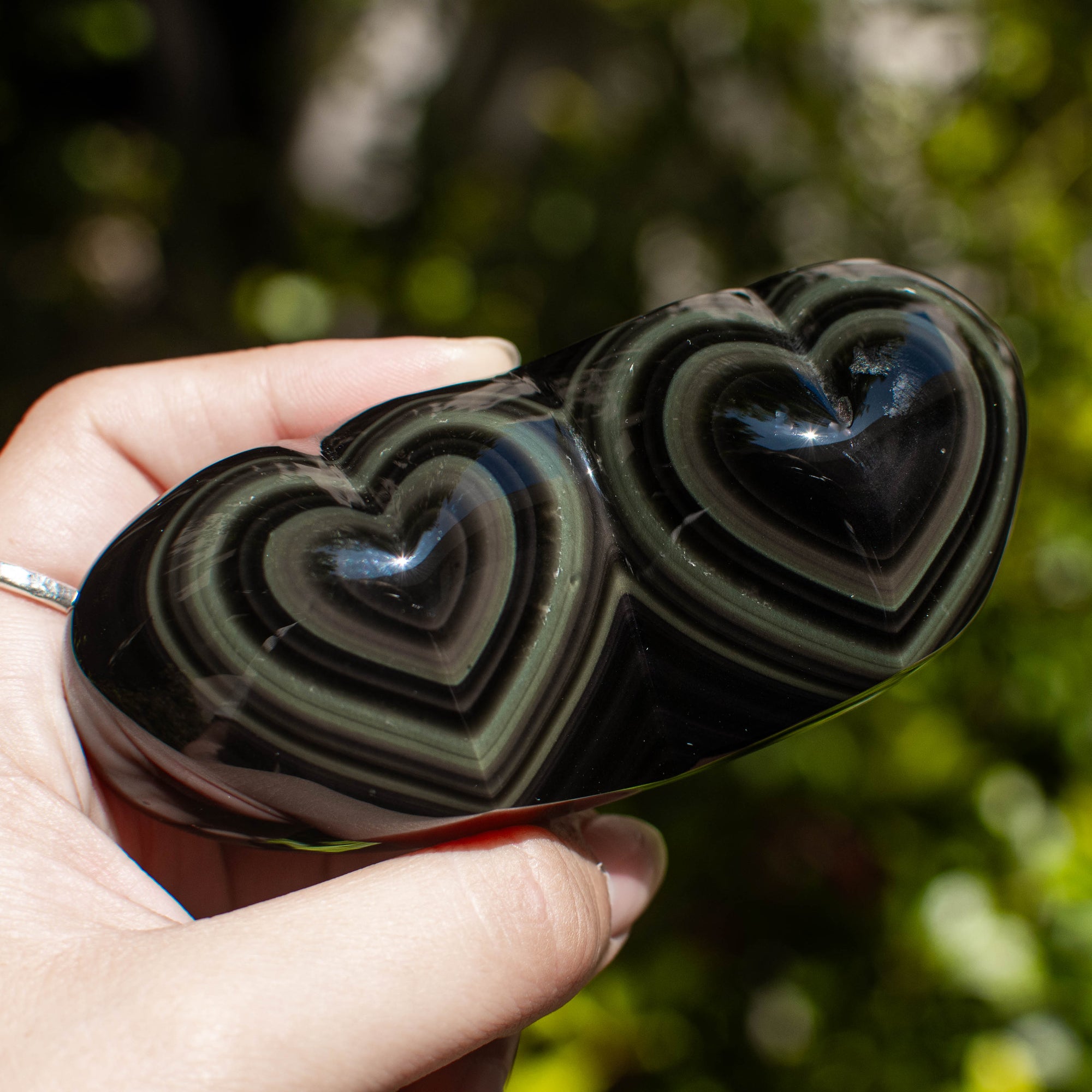 Rainbow Obsidian Hearts (Multiple Available)