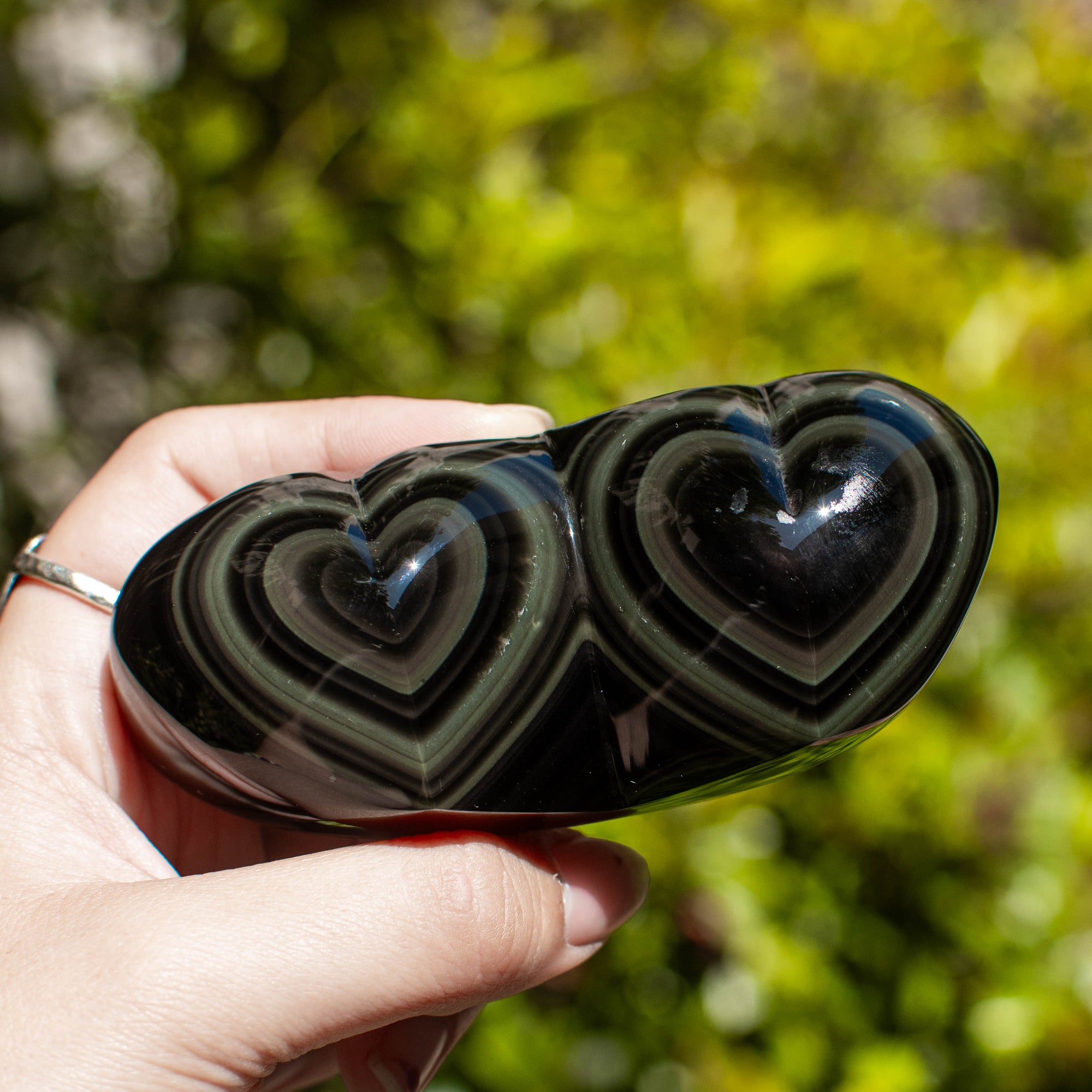 Rainbow Obsidian Hearts (Multiple Available)