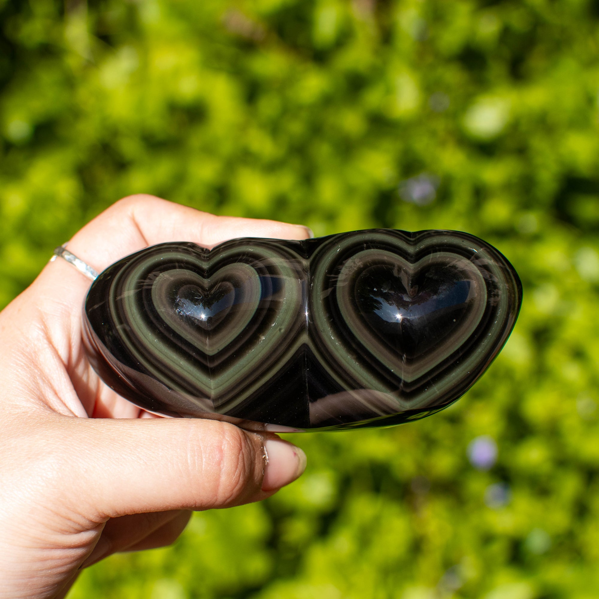 Rainbow Obsidian Hearts (Multiple Available)
