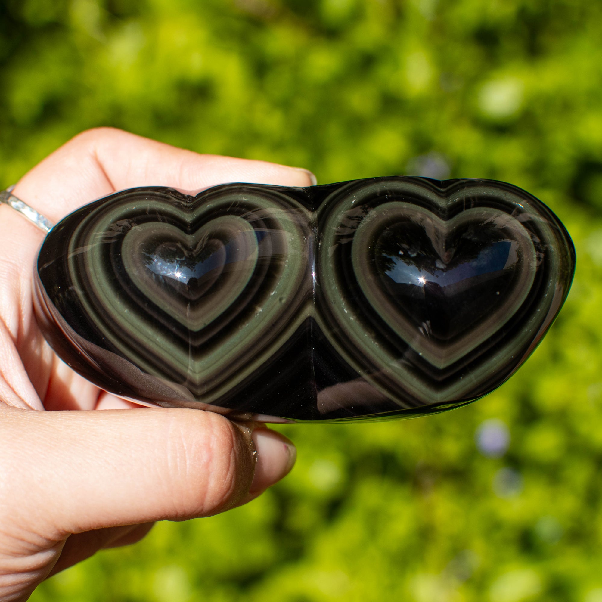Rainbow Obsidian Hearts (Multiple Available)