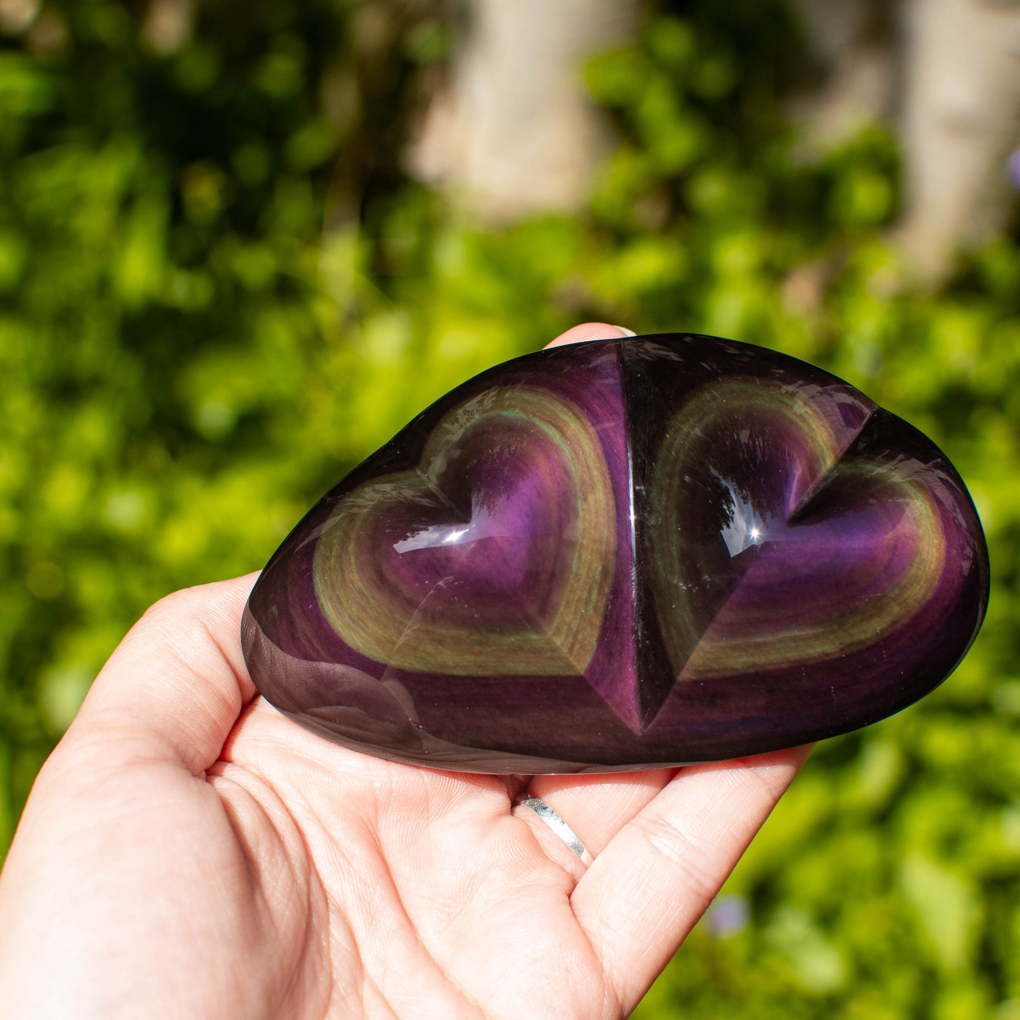Rainbow Obsidian Hearts (Multiple Available)