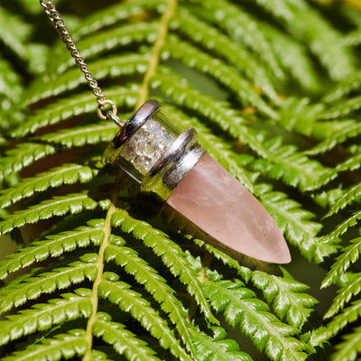 Rose Quartz and Herkimer Diamond Pendulum