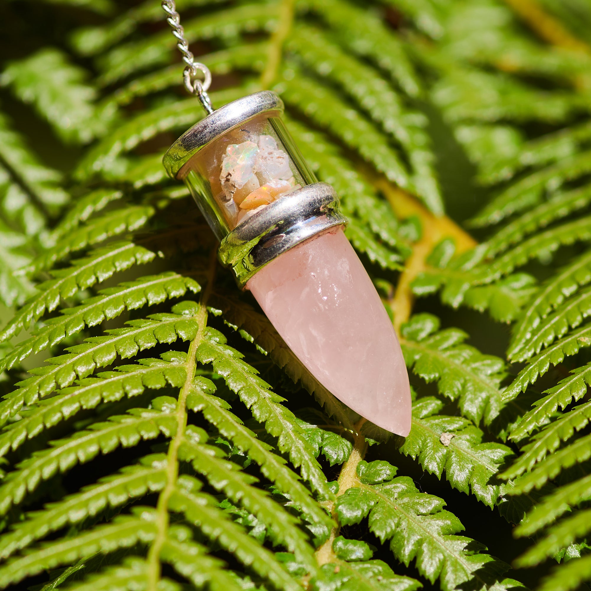 Rose Quartz and Opal Pendulum