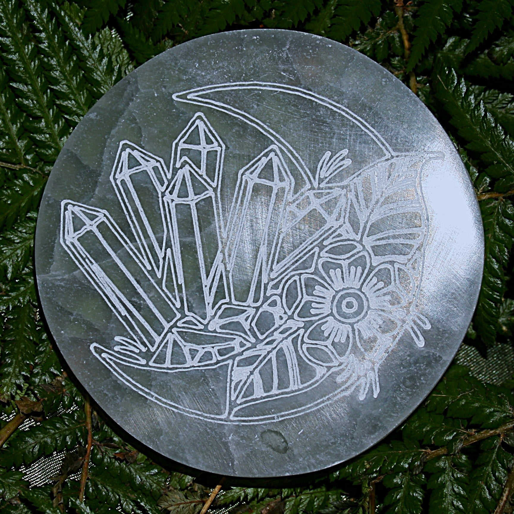 Selenite Charging Plate (Crystal/Flower Etching)