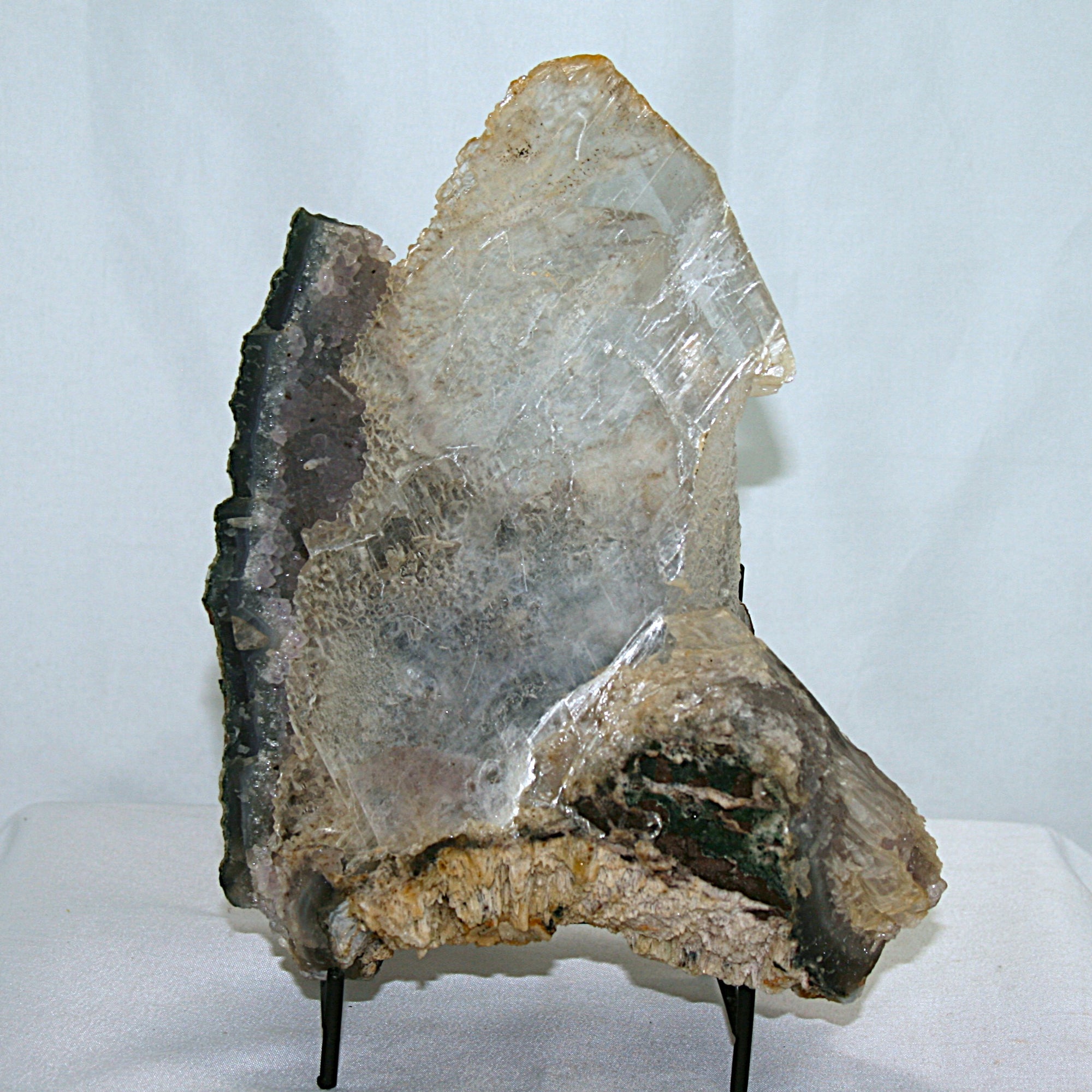 Selenite with Amethyst Slab