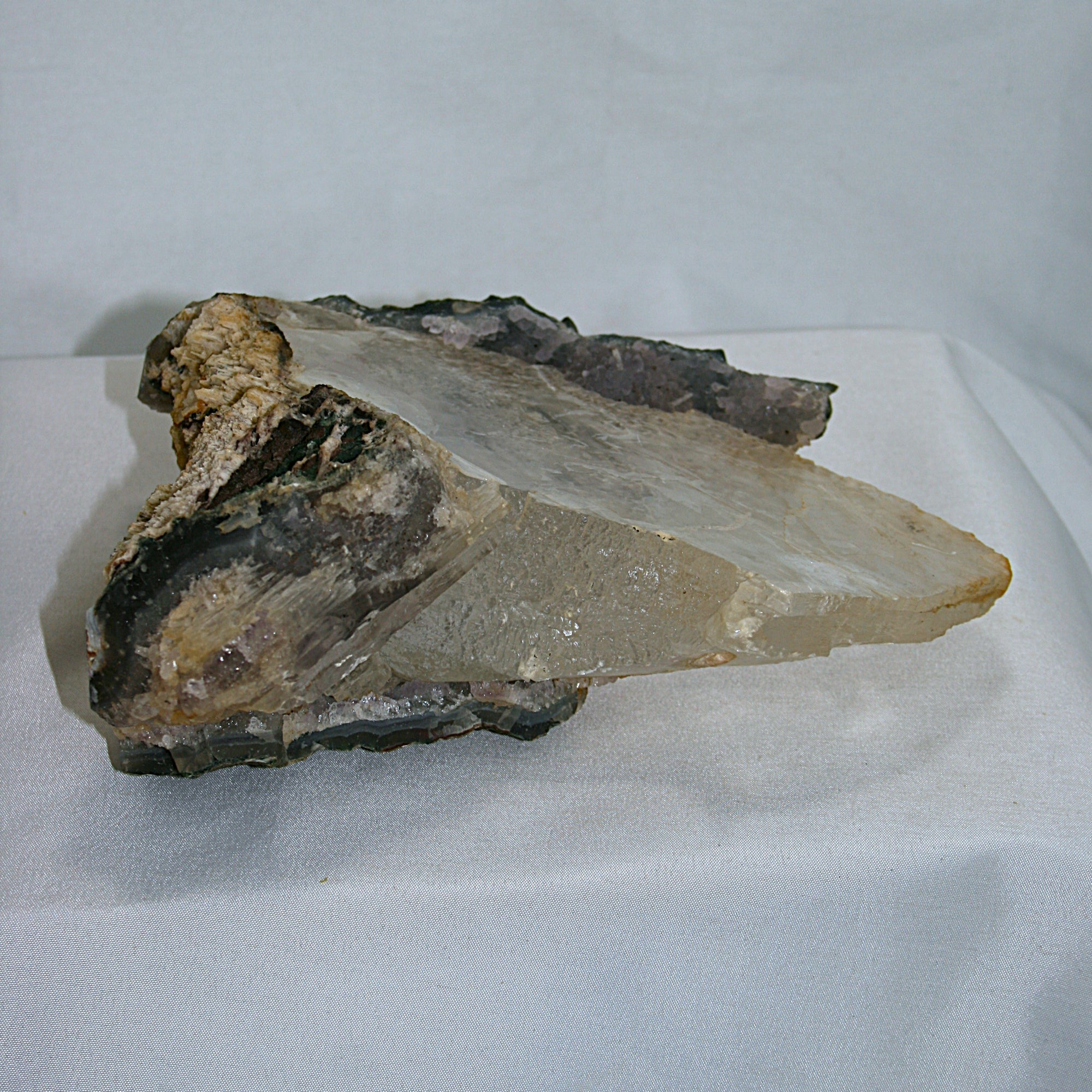 Selenite with Amethyst Slab