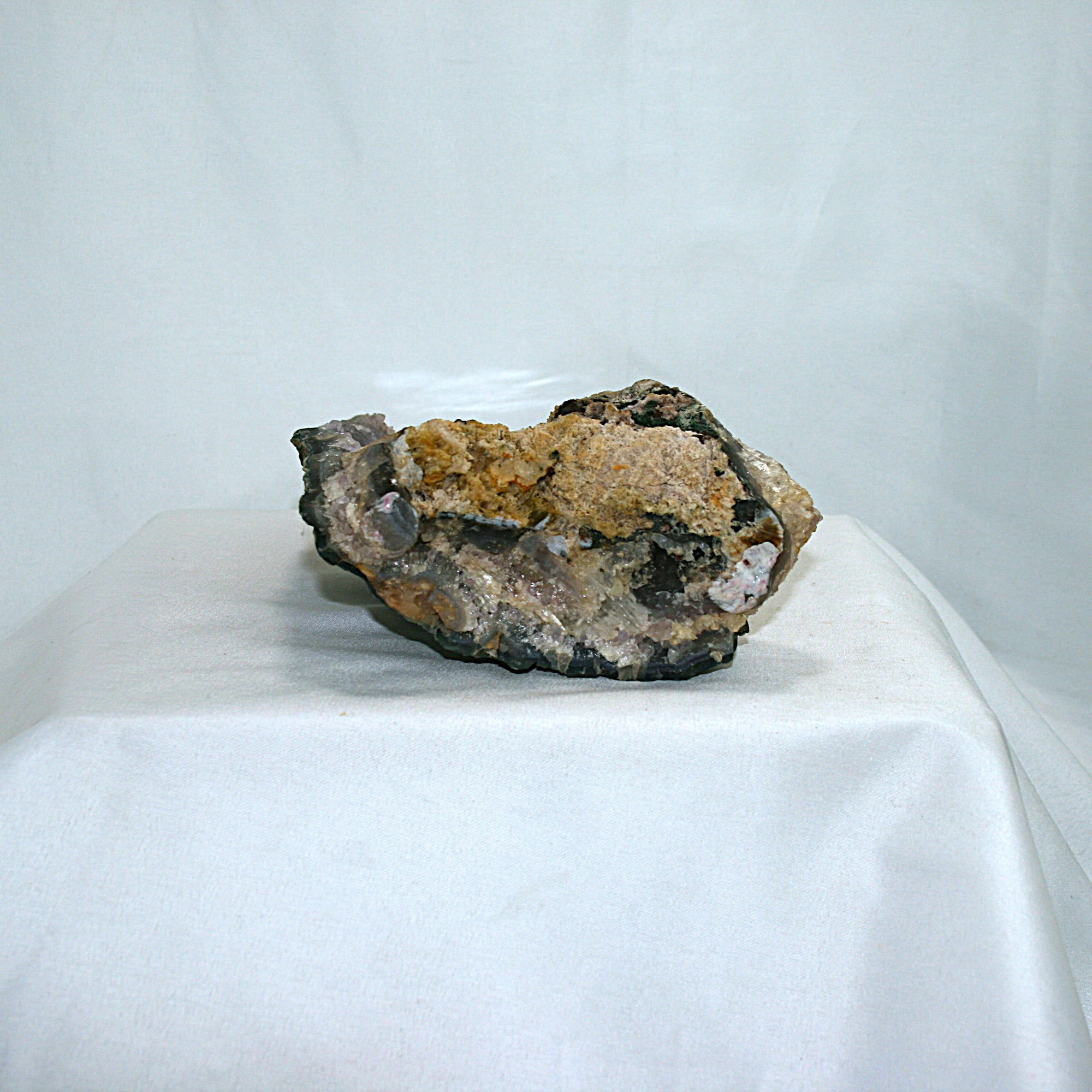 Selenite with Amethyst Slab
