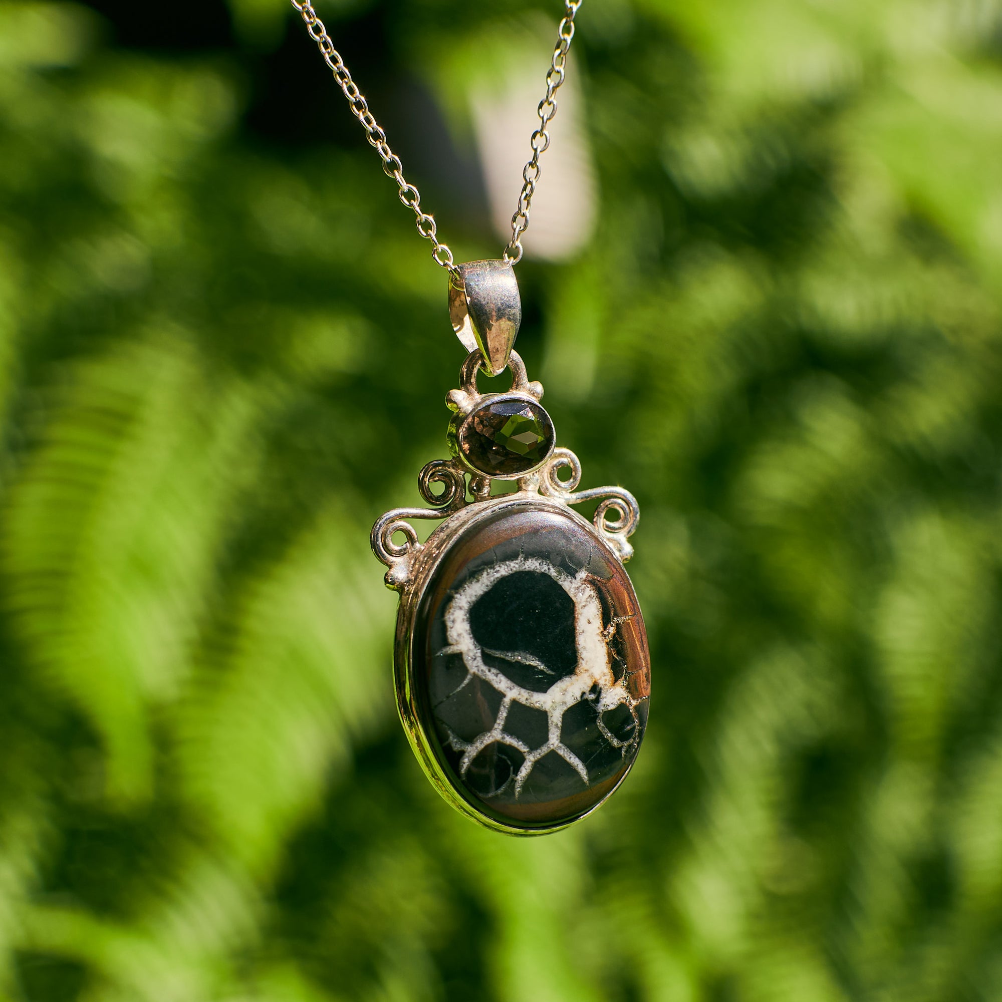 Septarian with Smokey Quartz Pendant