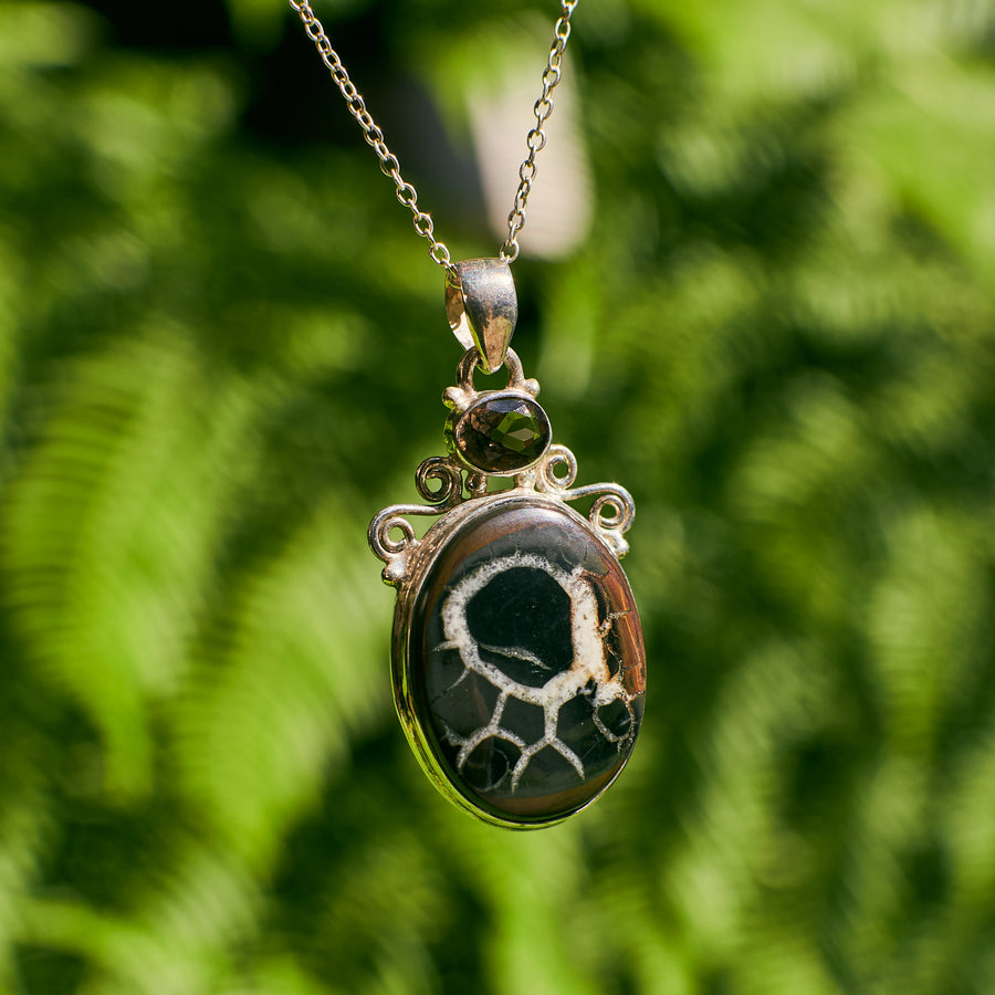 Septarian with Smokey Quartz Pendant