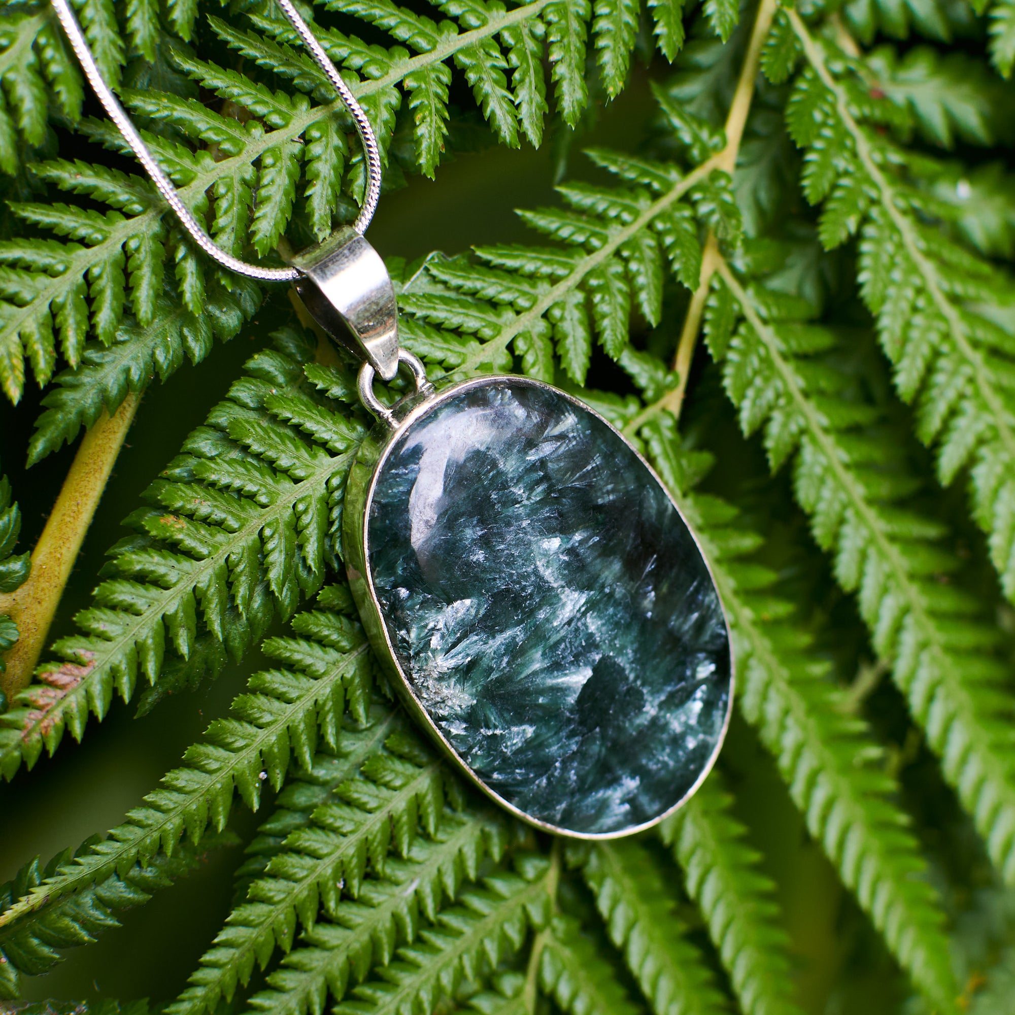 Seraphinite Large Oval Pendant