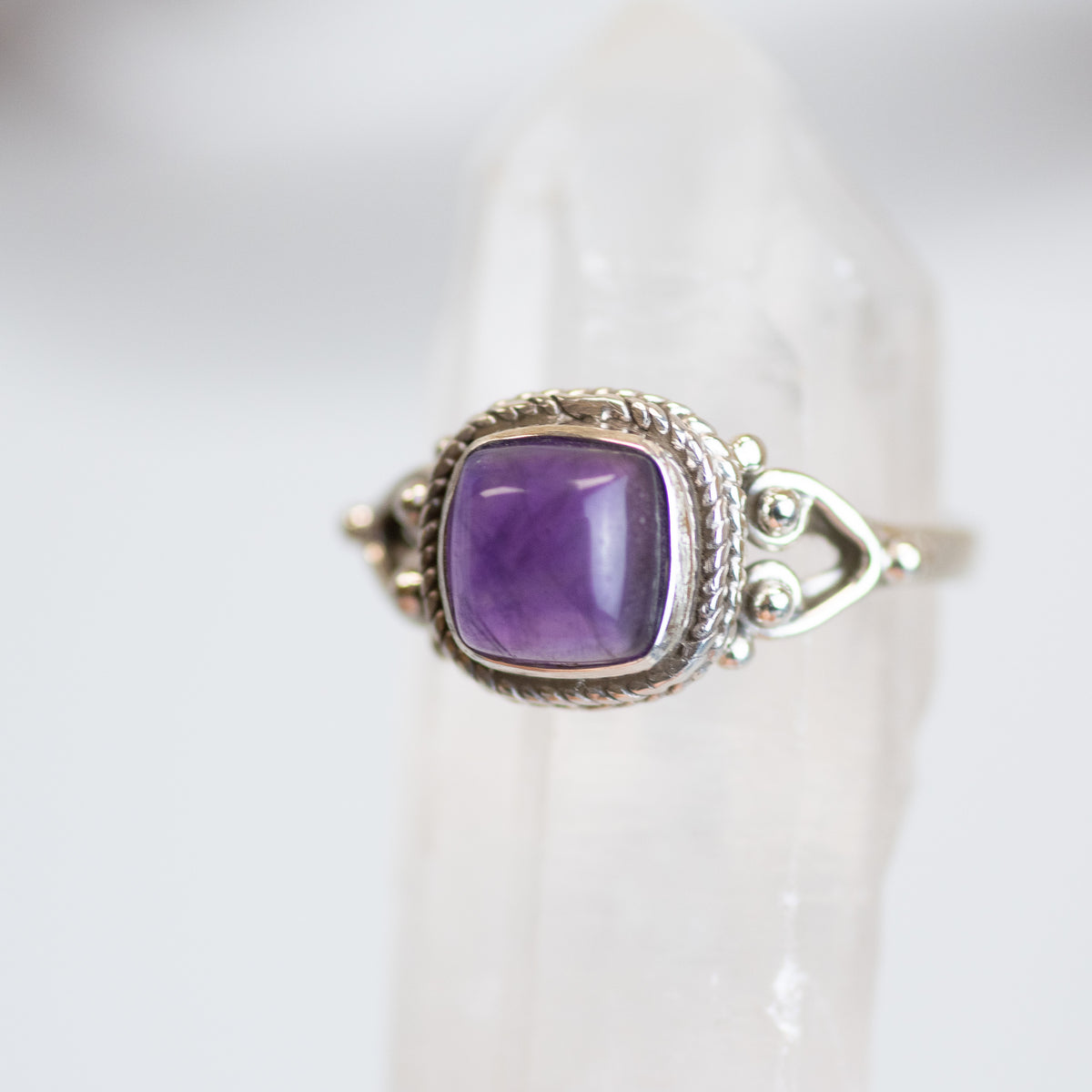 Sterling Silver Polished Amethyst Ring