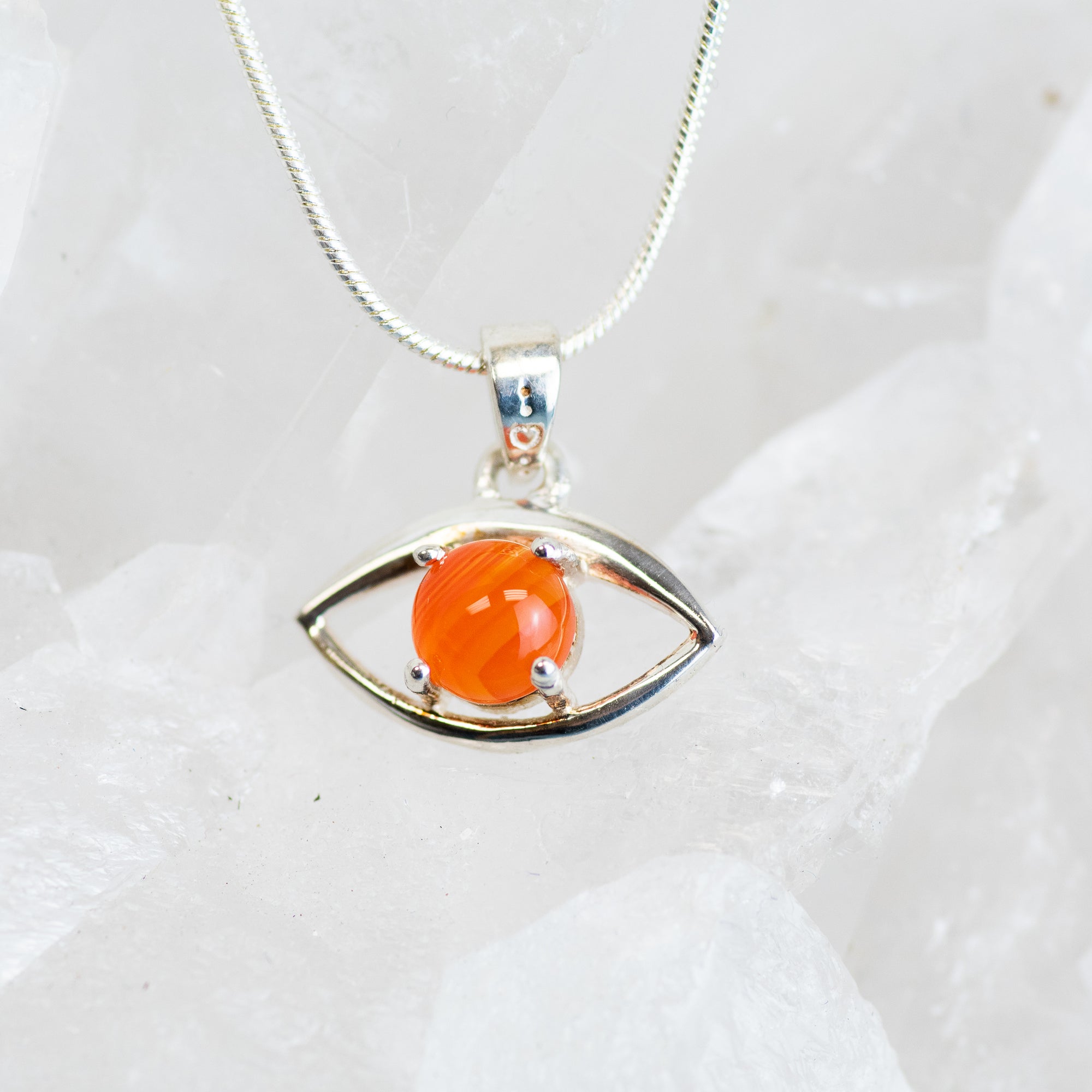 Carnelian Evil Eye Sterling Silver Pendant