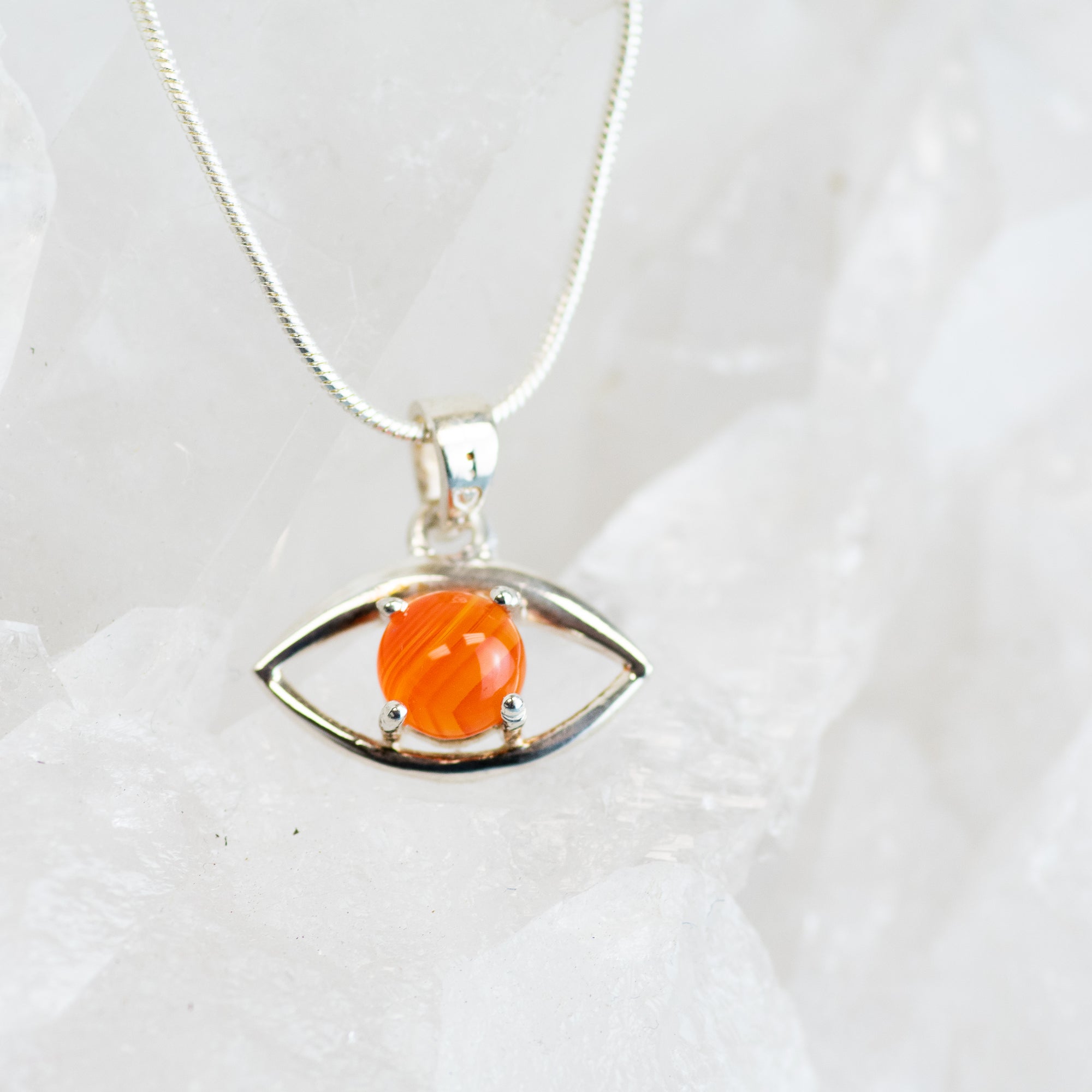 Carnelian Evil Eye Sterling Silver Pendant