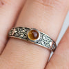 Citrine Carved Band Ring Sterling Silver  9