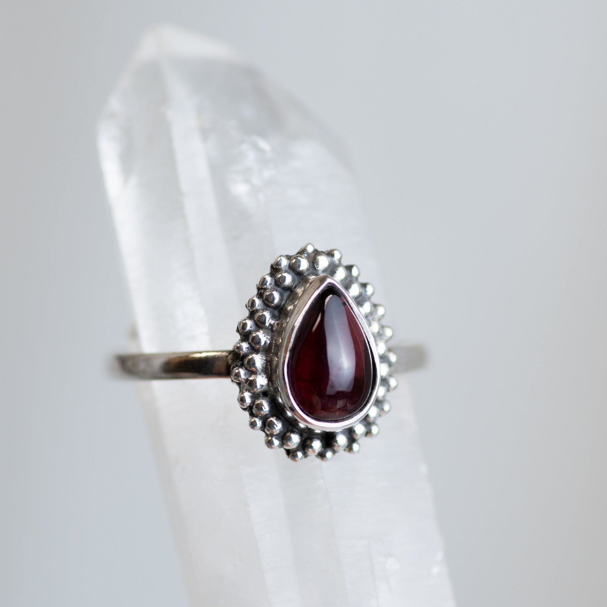 Sterling Silver Polished Garnet Ring
