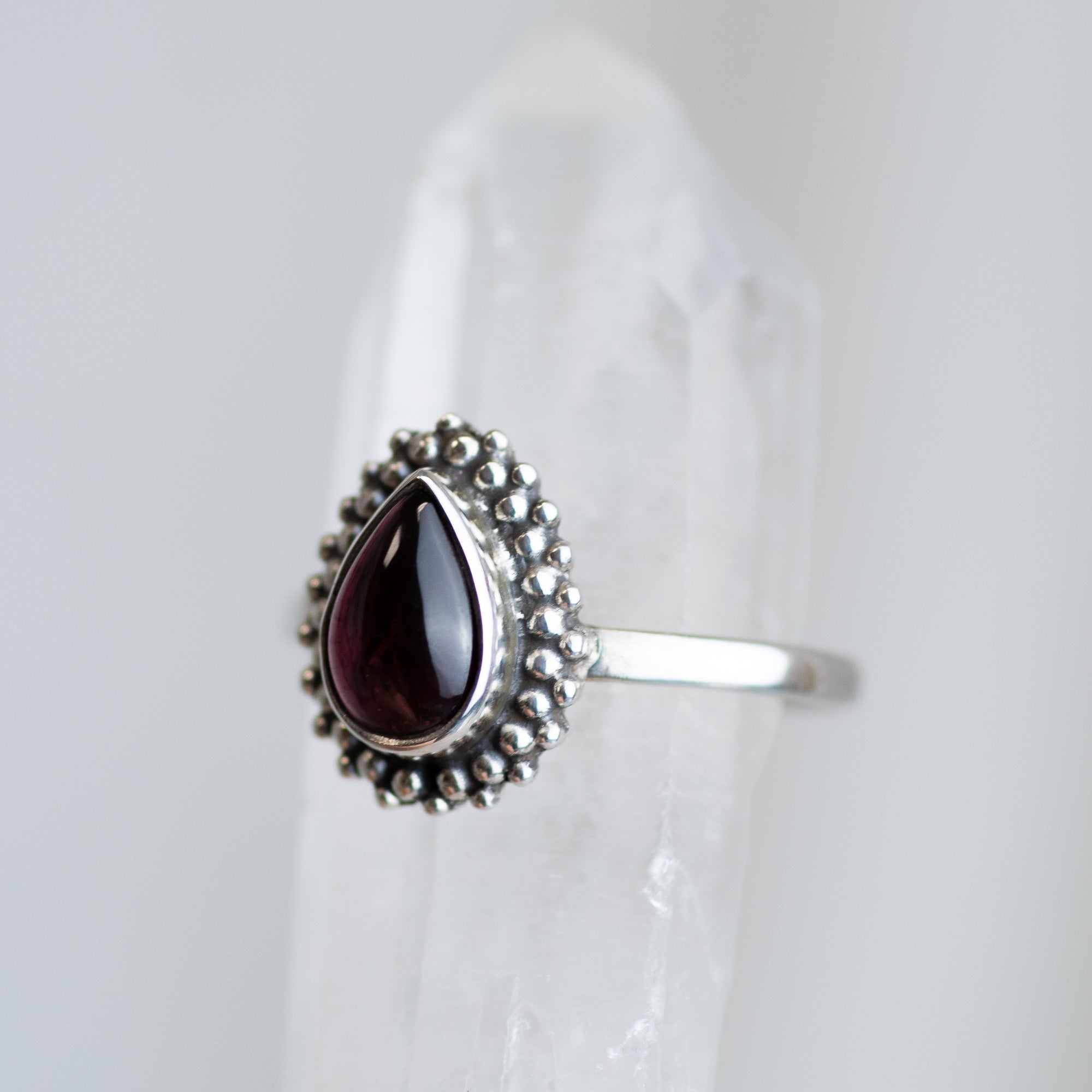 Sterling Silver Polished Garnet Ring