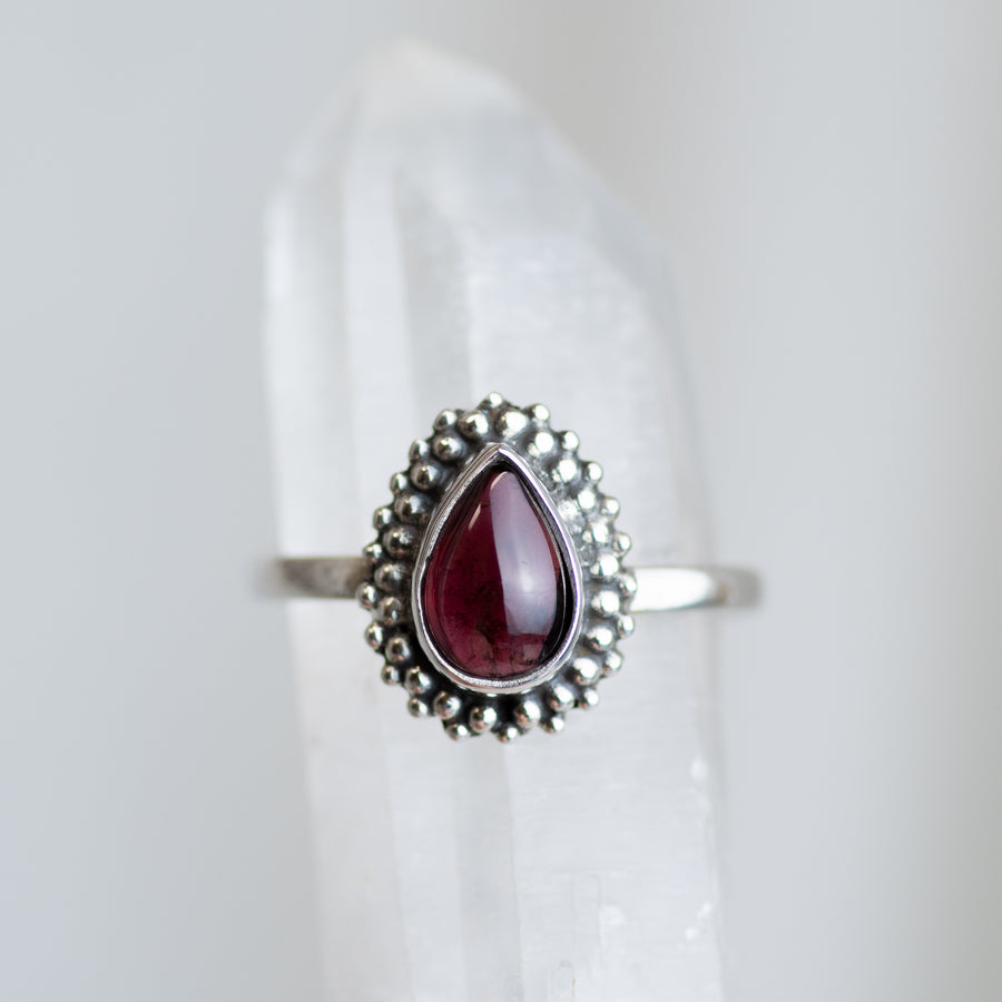 Sterling Silver Polished Garnet Ring