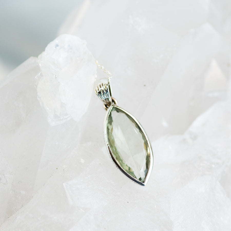 Sterling Silver Green Amethyst Necklace