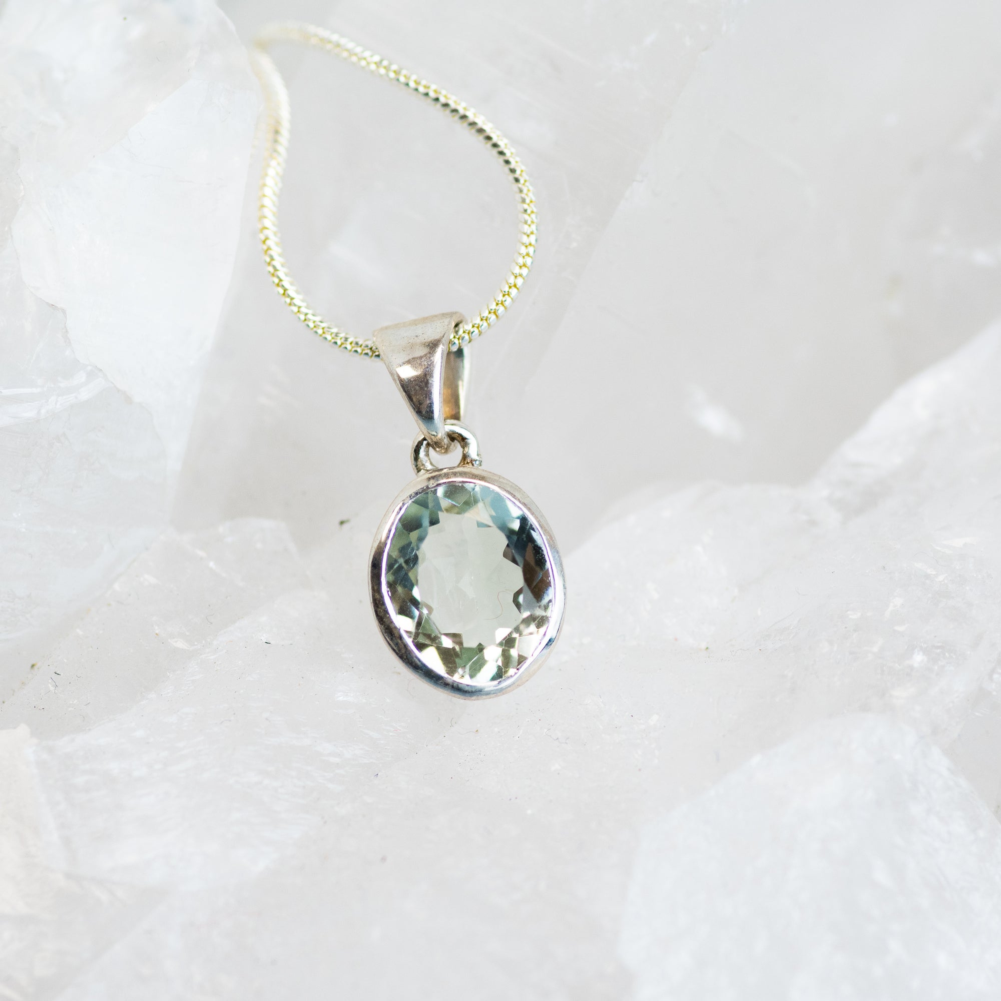 Green Amethyst Sterling Silver Pendant